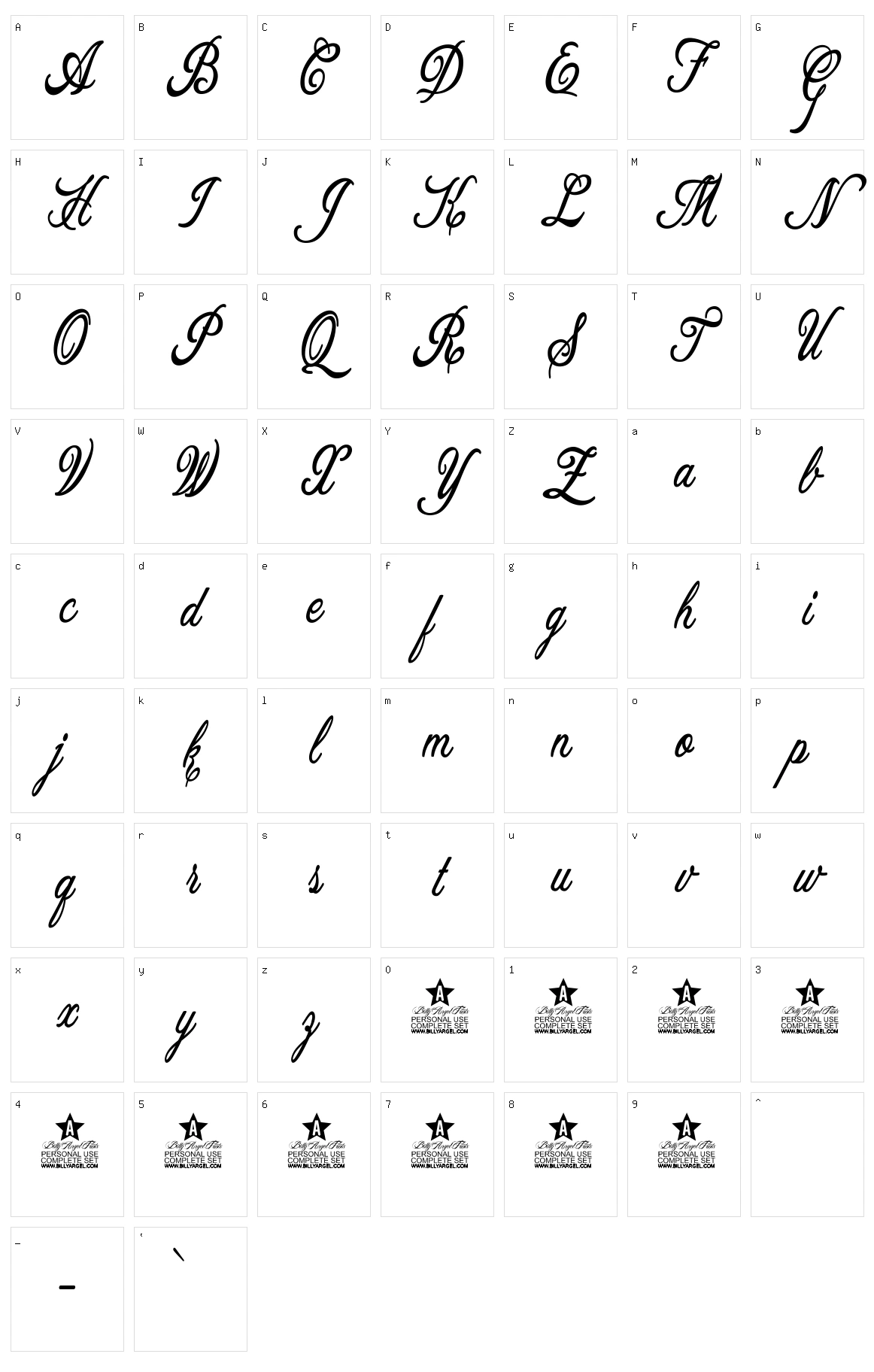 Allicia Character Set