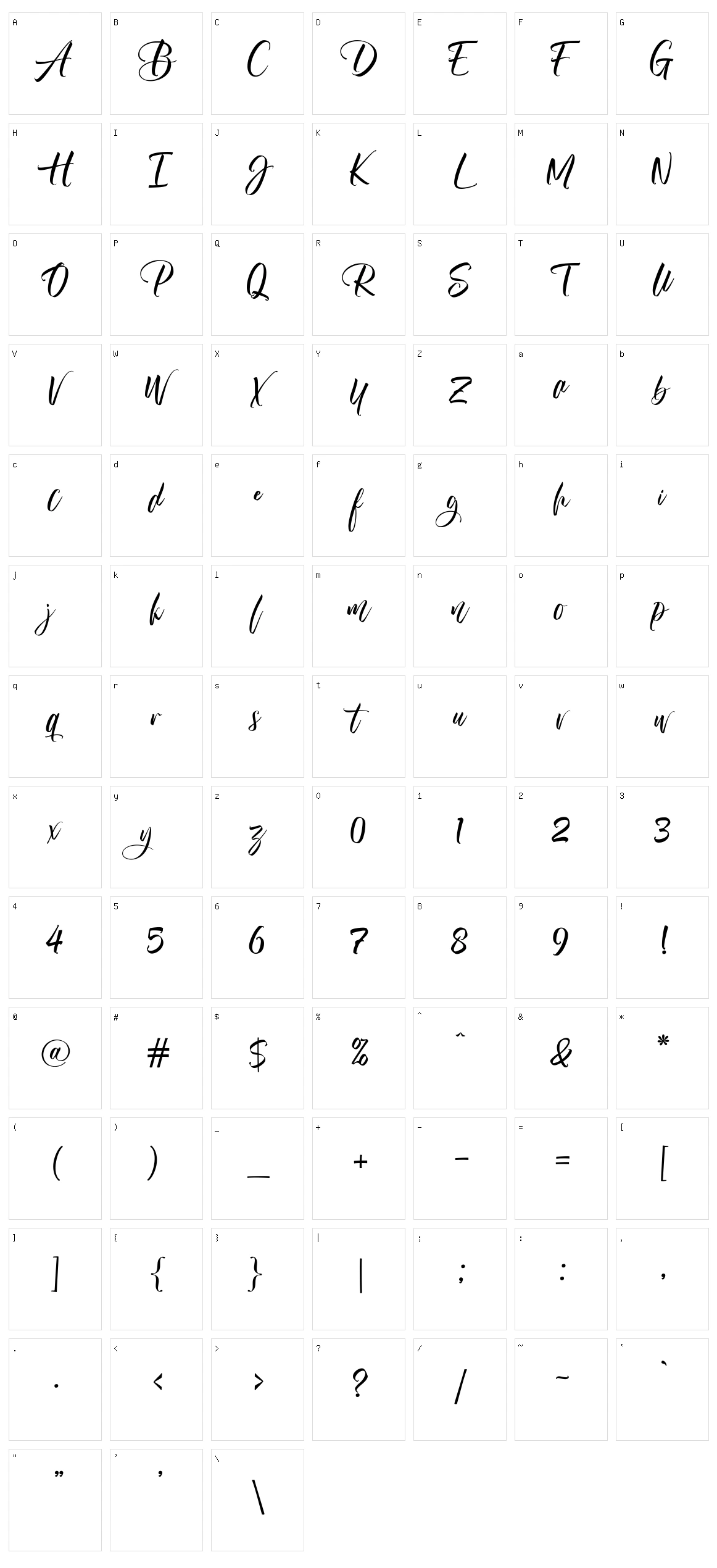 Almere Script Character Set