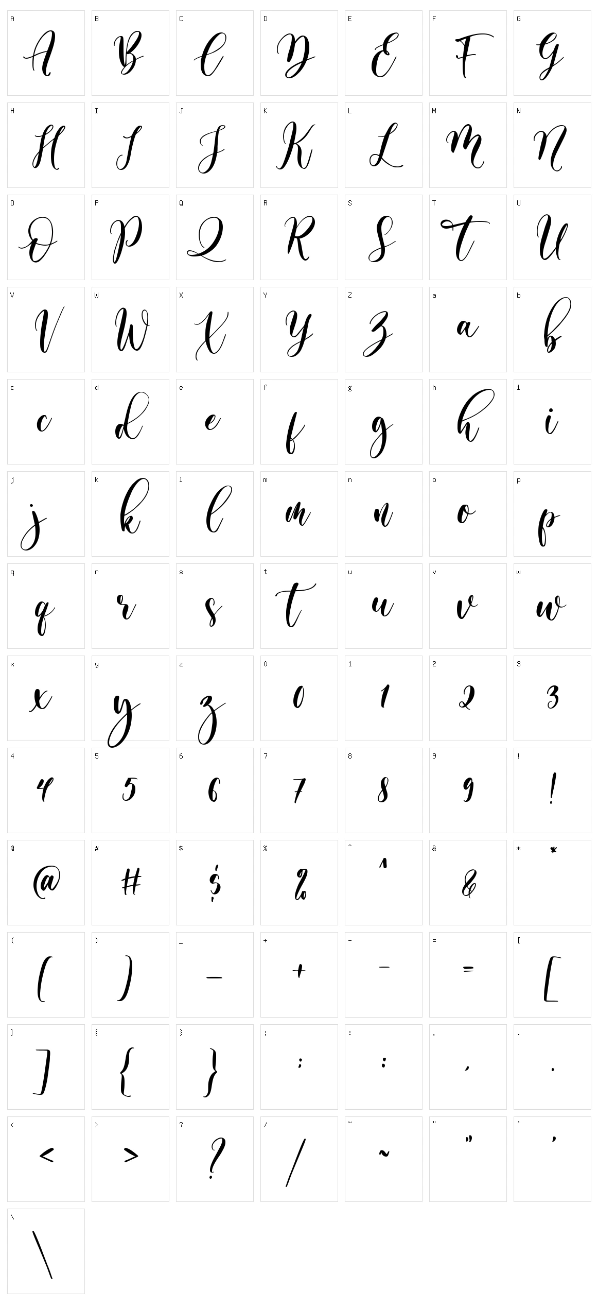 Almond Whisp Character Set