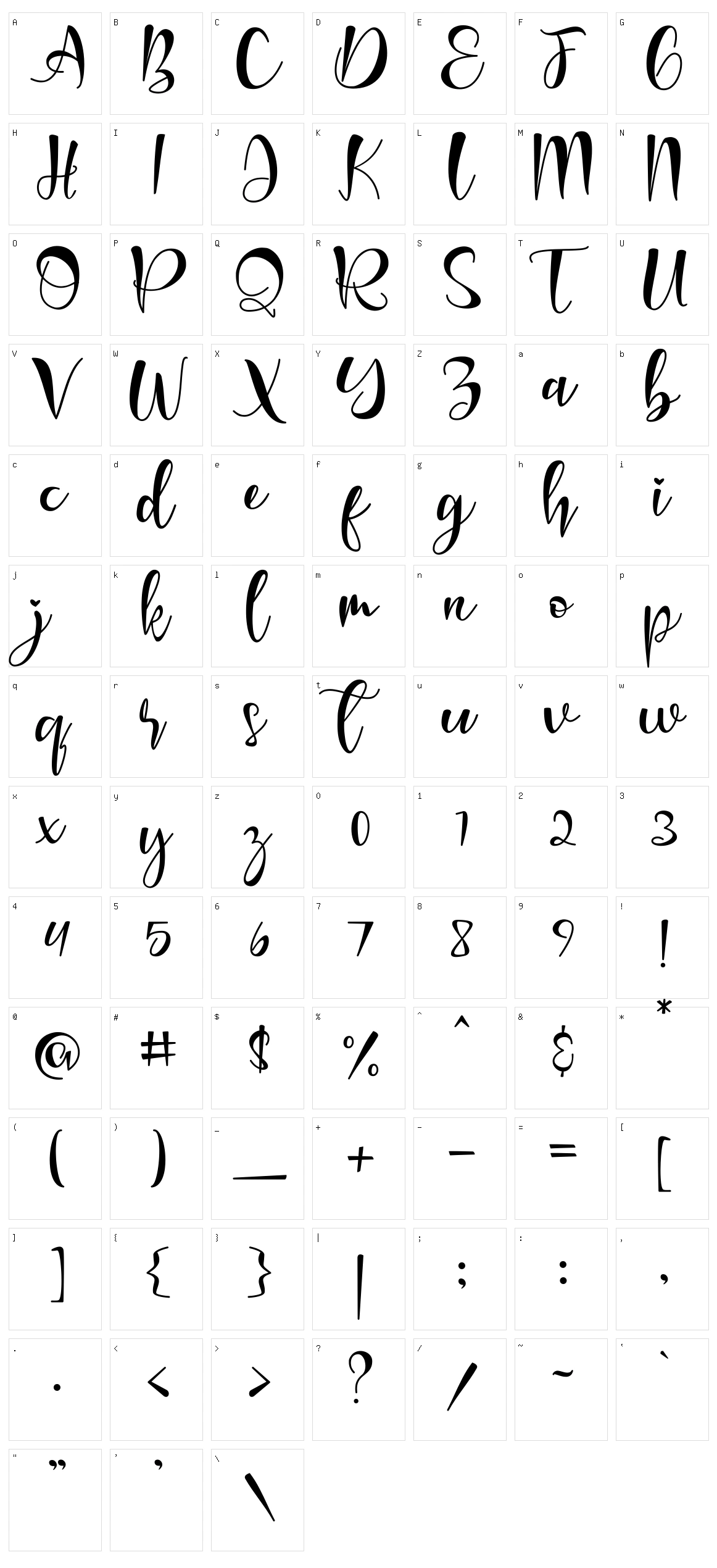 Almonti Character Set