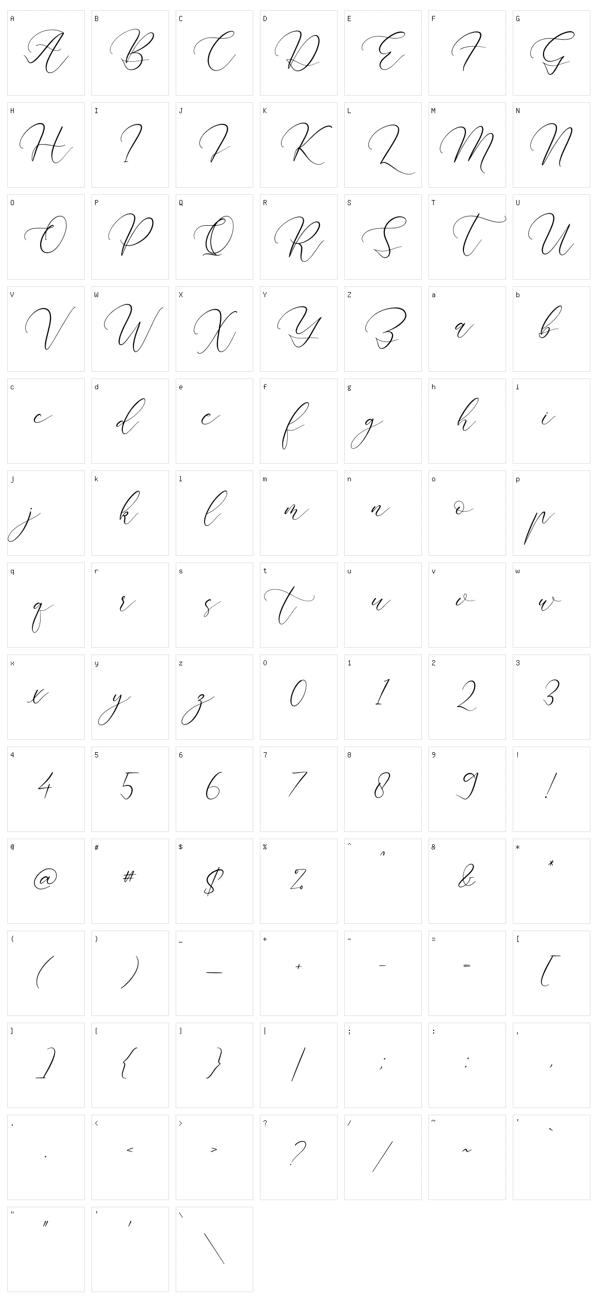 Almyrada Script Character Set