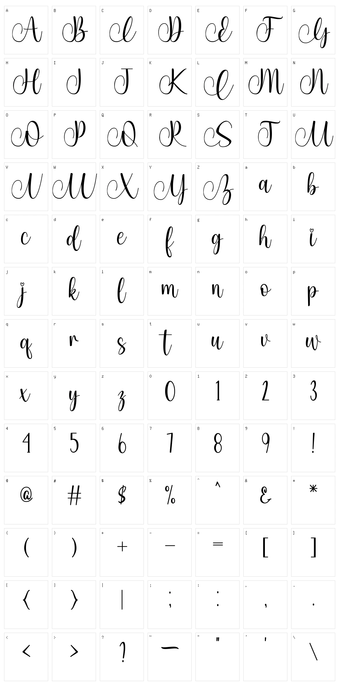 Amalina Character Set