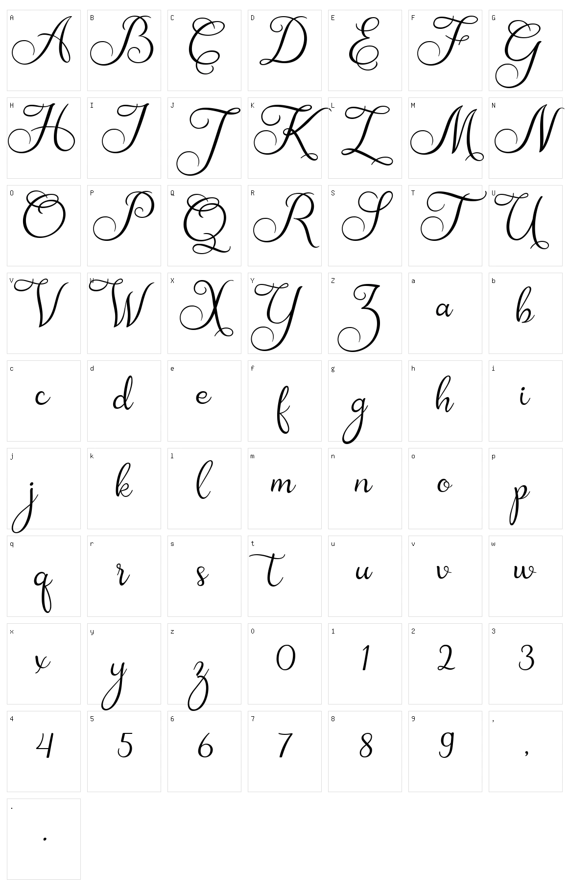 Amanah Script Character Set