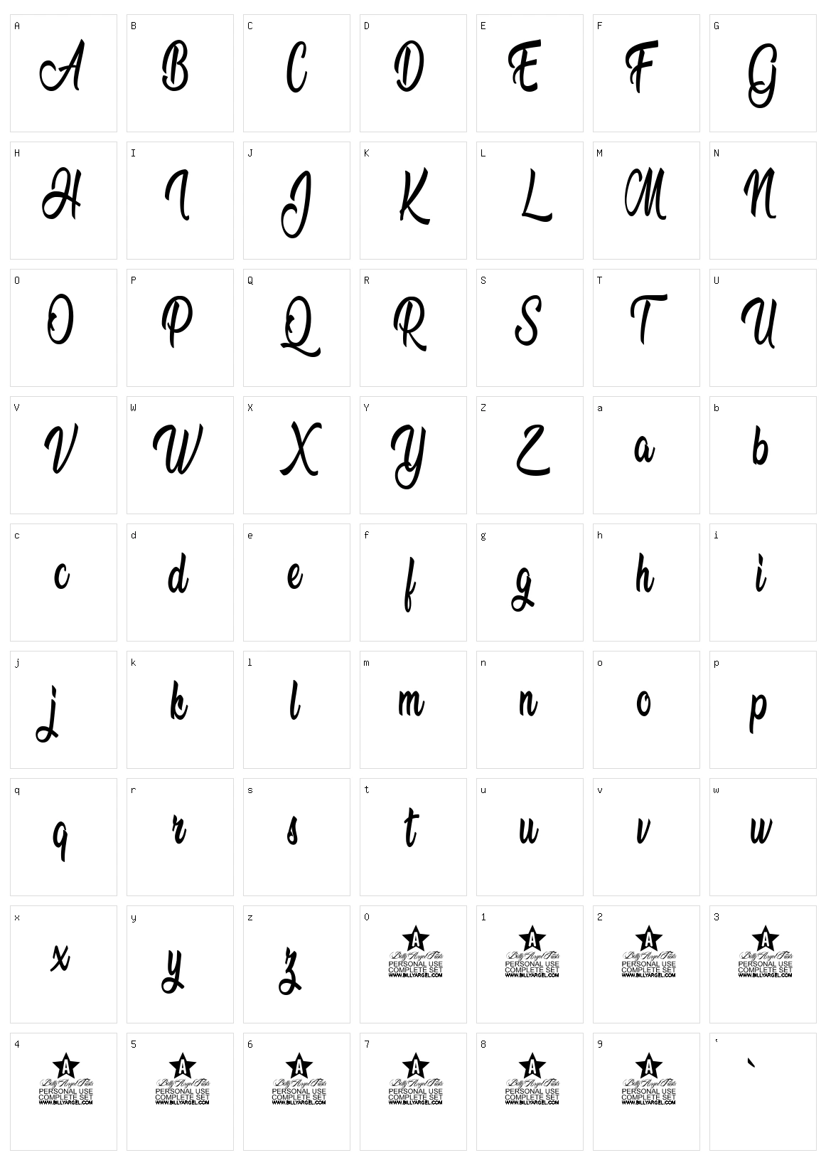 Amandita Character Set