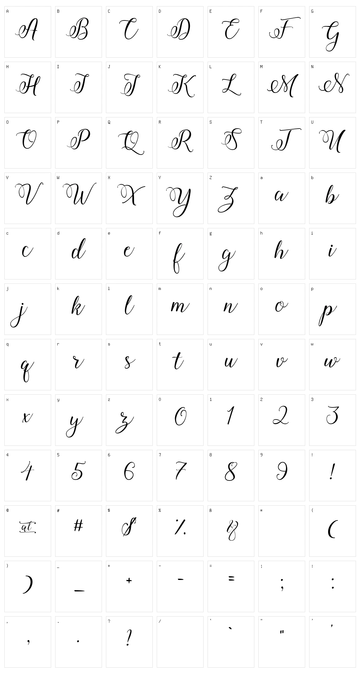 Amberlyn Script Character Set