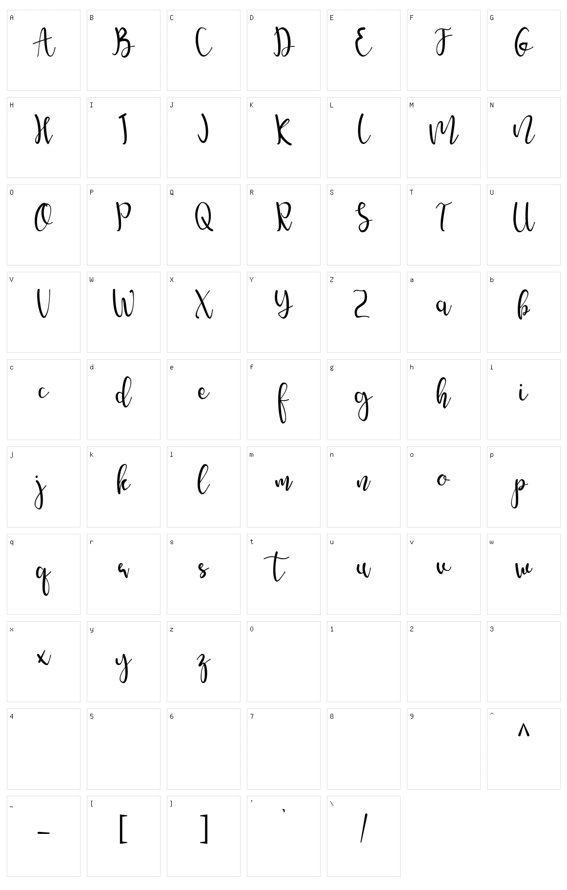 Amelyna Character Set