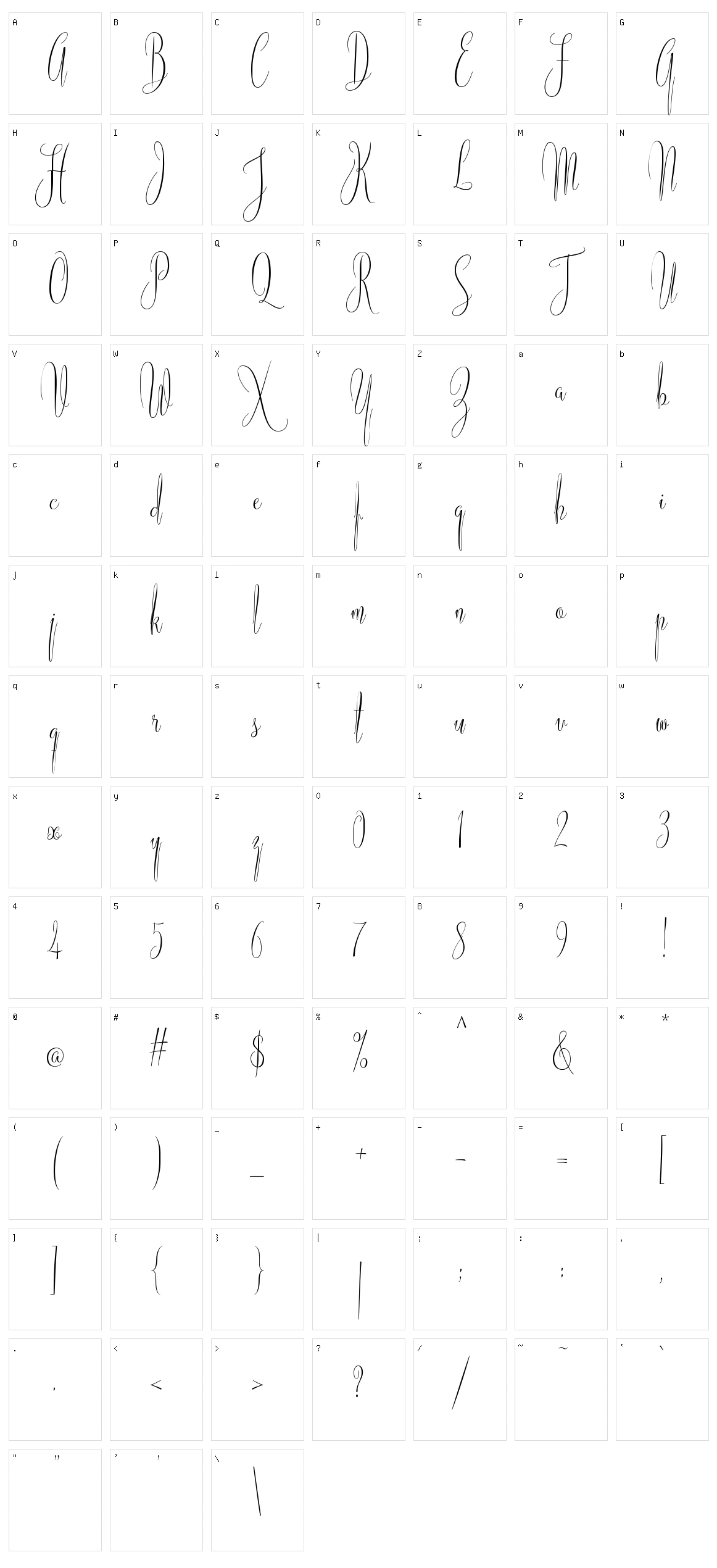 American Script Character Set