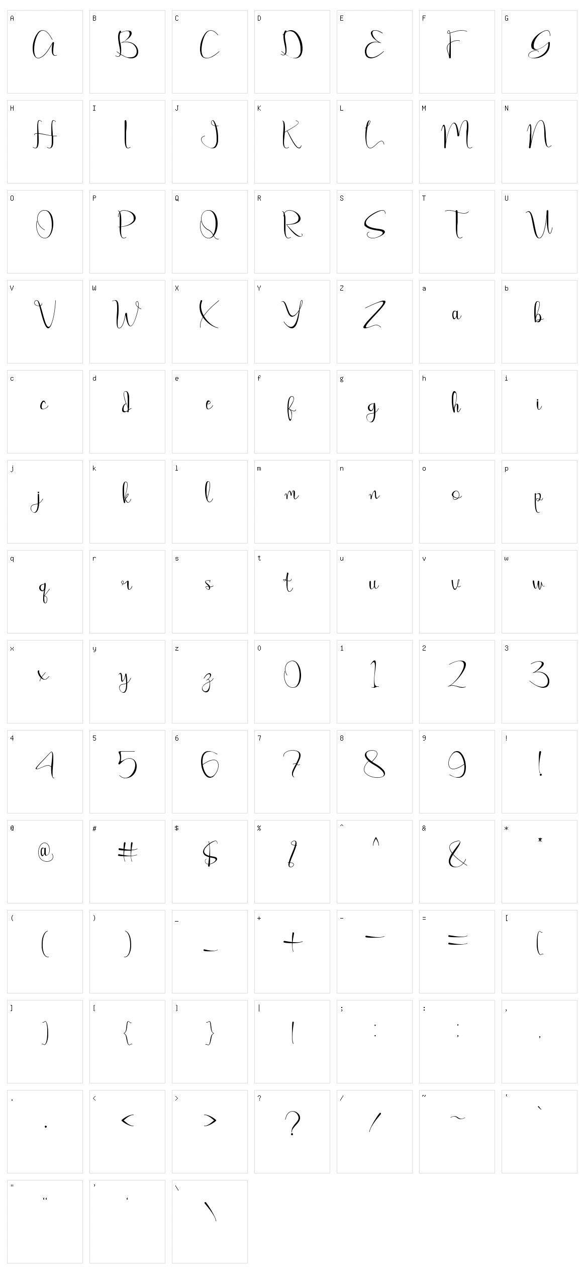 Amillea Character Set