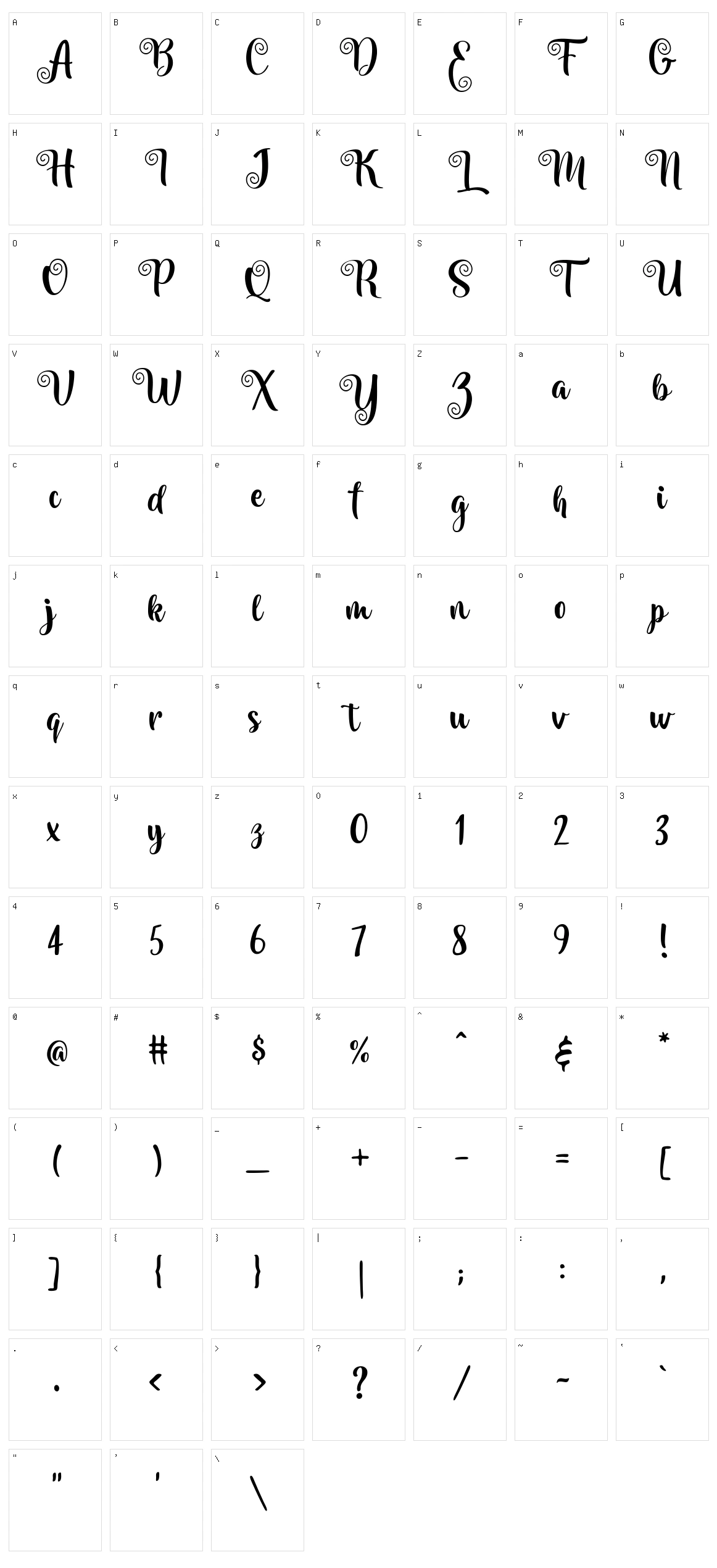 Amilya Character Set