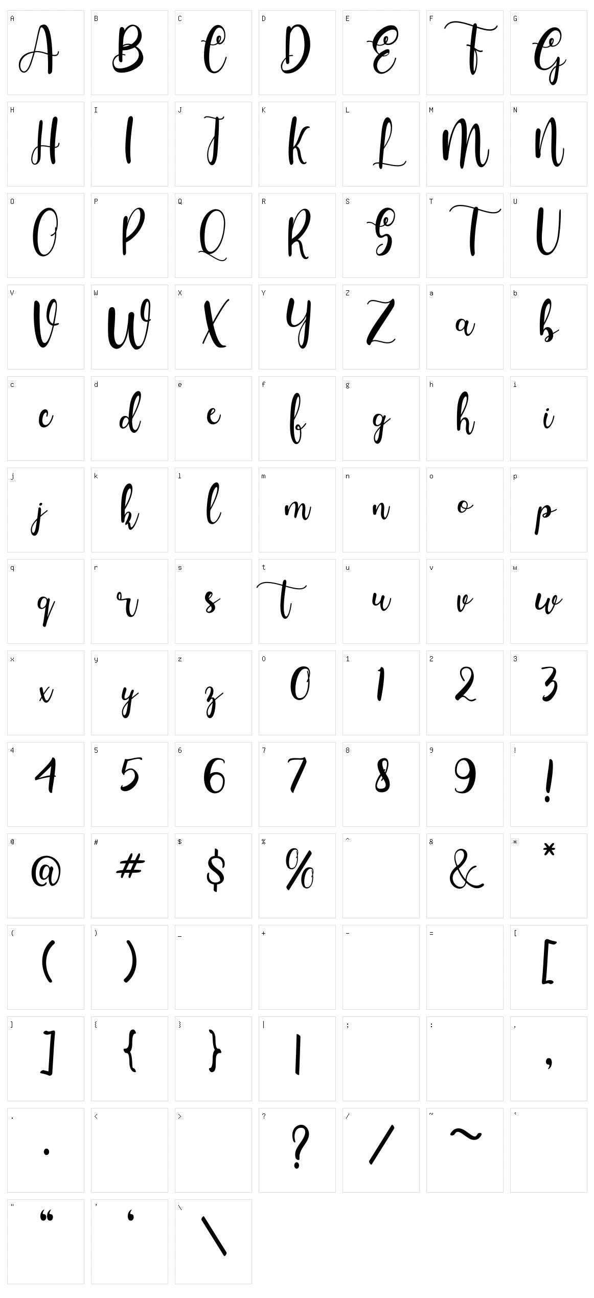 Amsteria Character Set