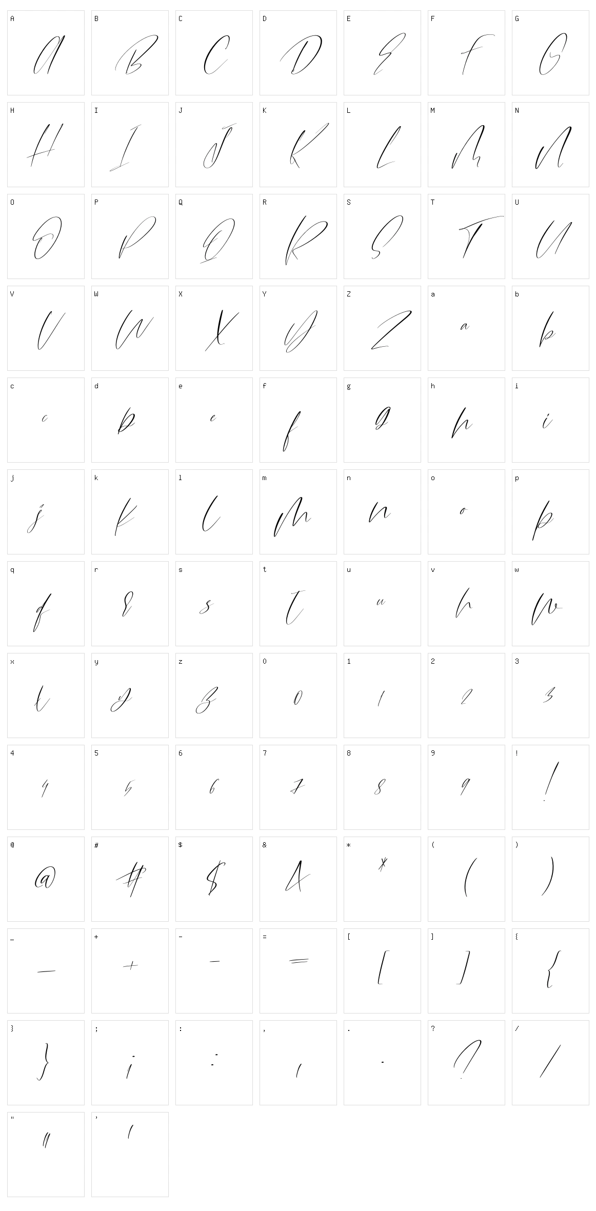 Amulet Script Character Set