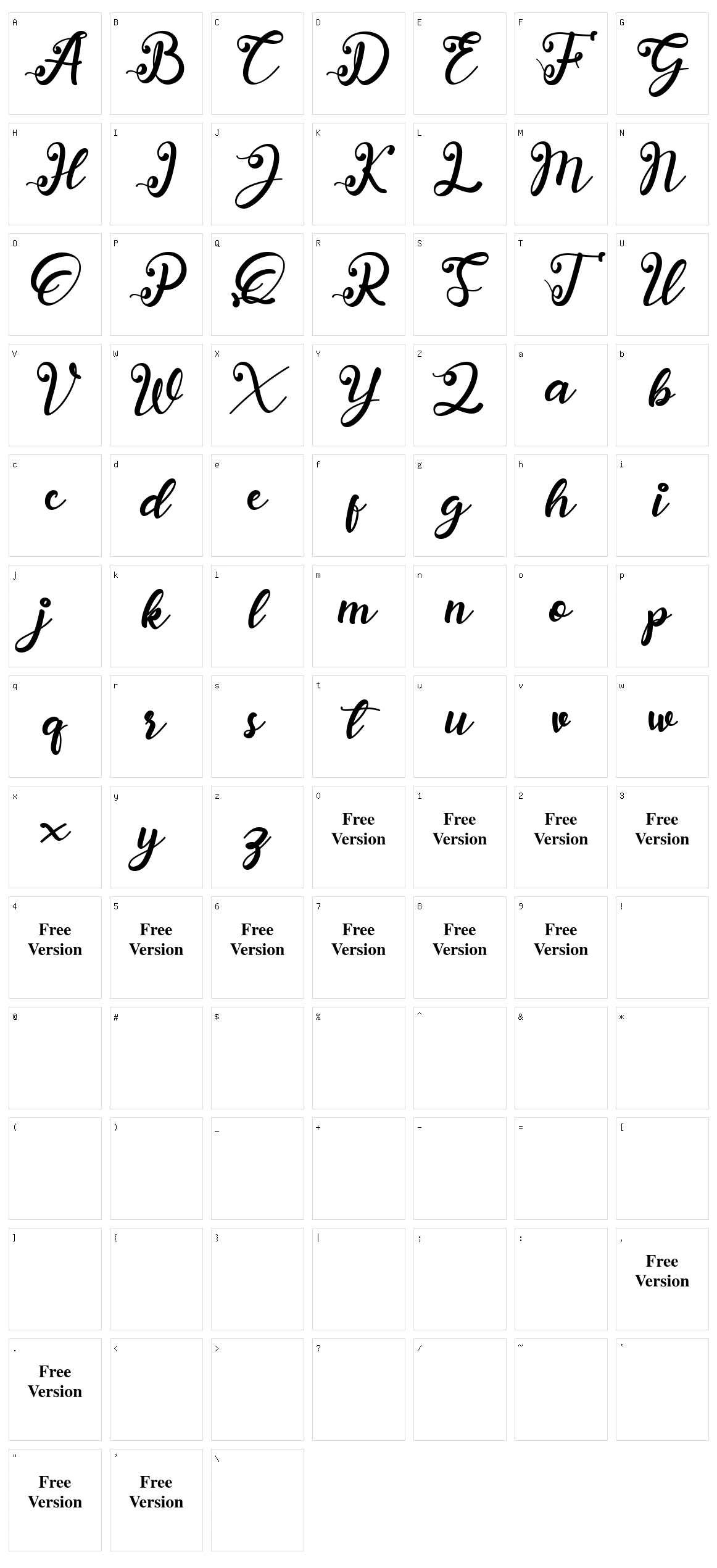 Anadya Character Set