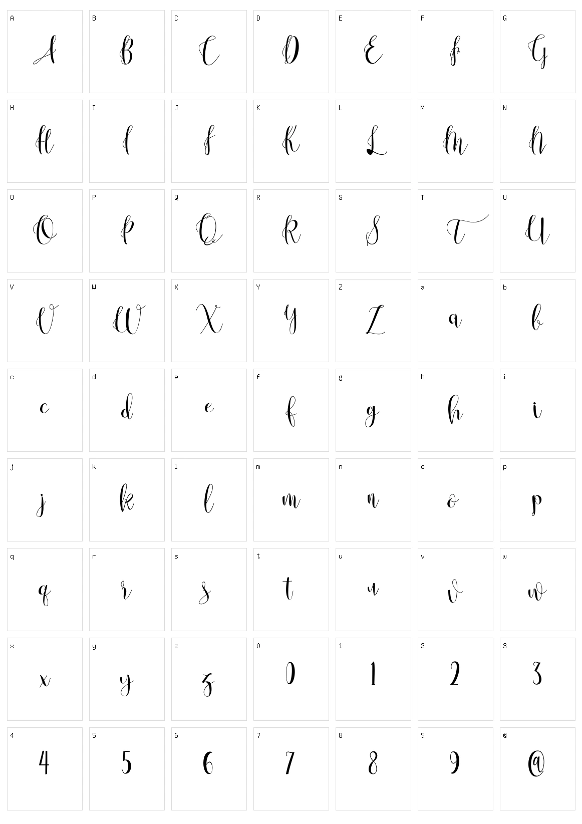 Anastasia Script Character Set