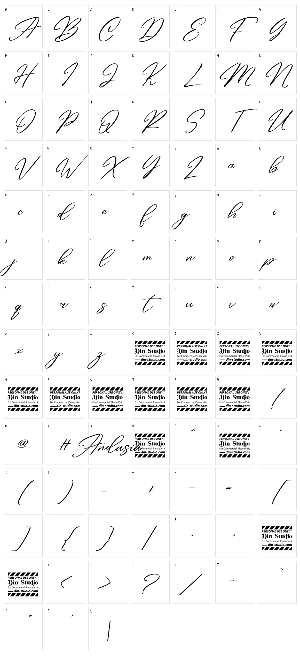 Andasia Character Set