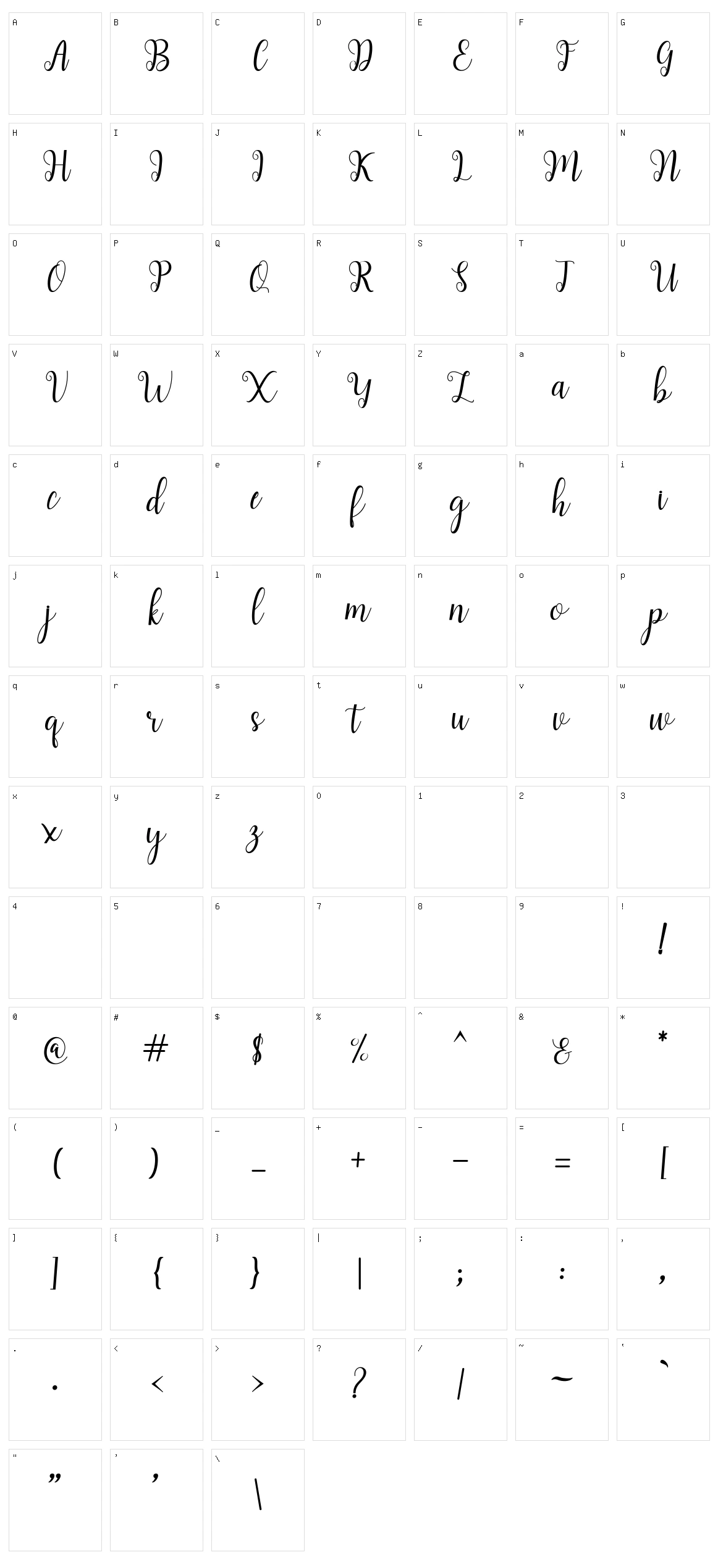 Andiney Character Set