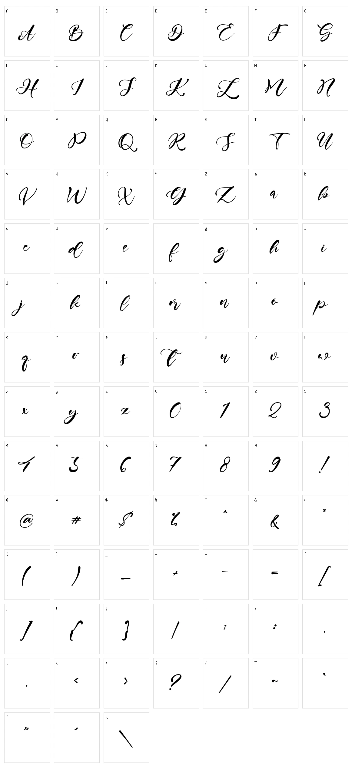 Andrew Script Character Set
