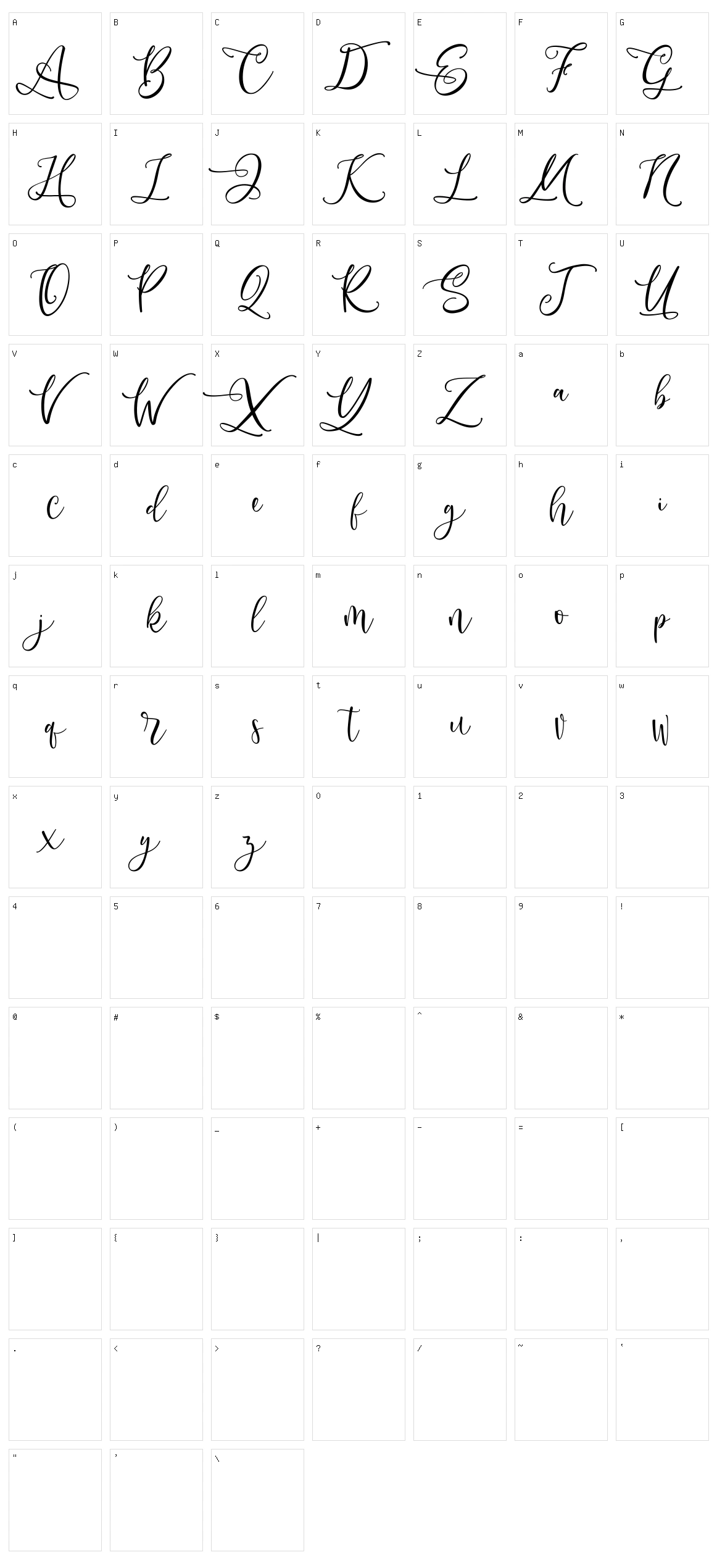 Andriani Script Character Set
