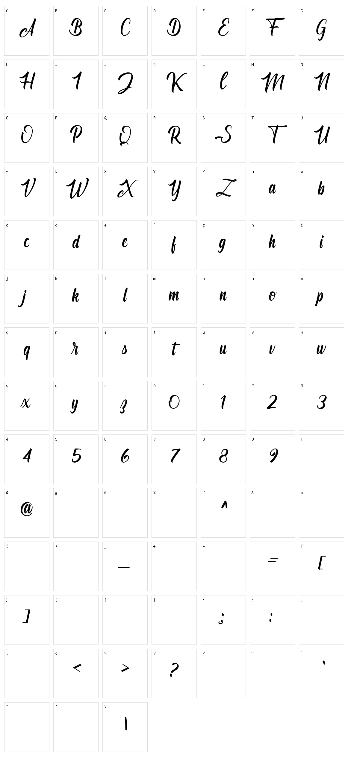 Angelinatta Character Set
