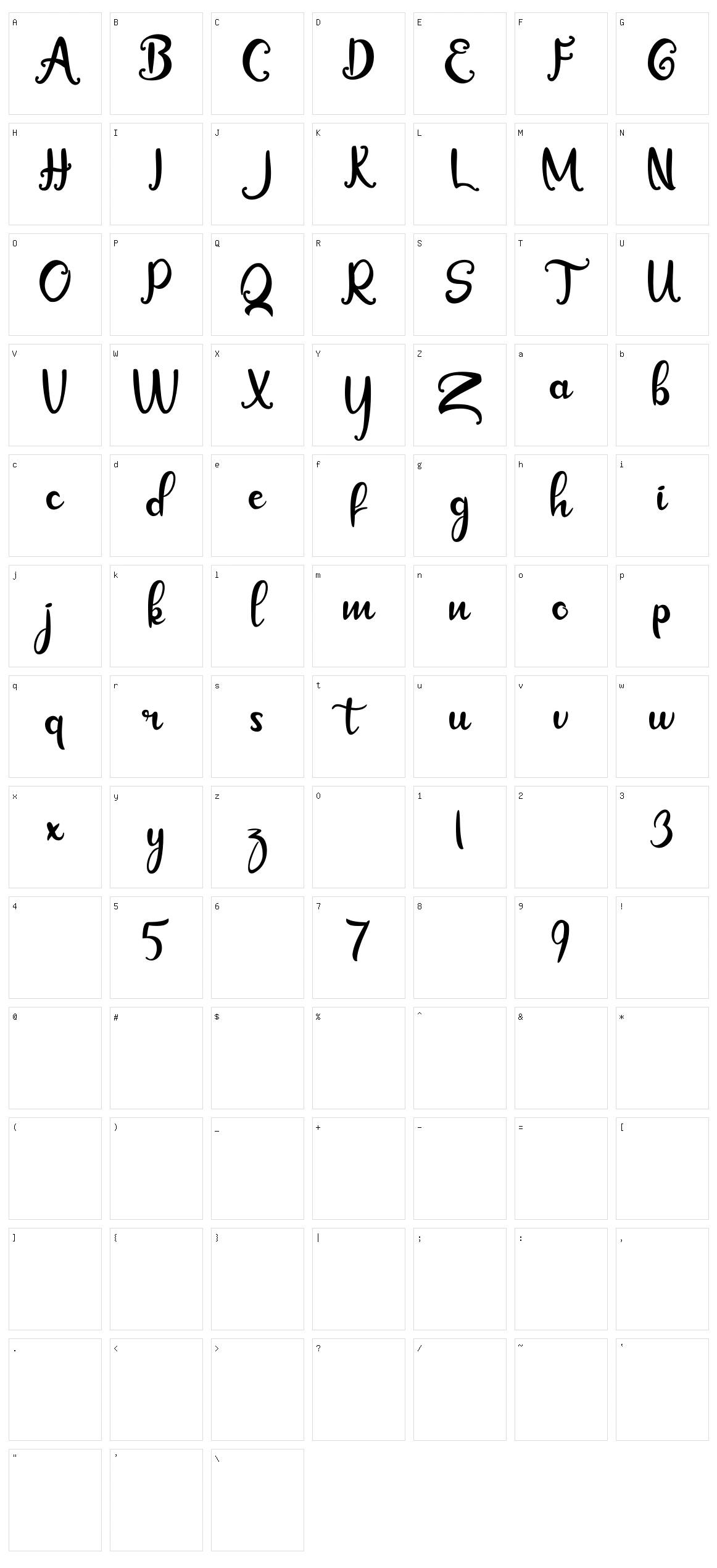 Angelyta Character Set