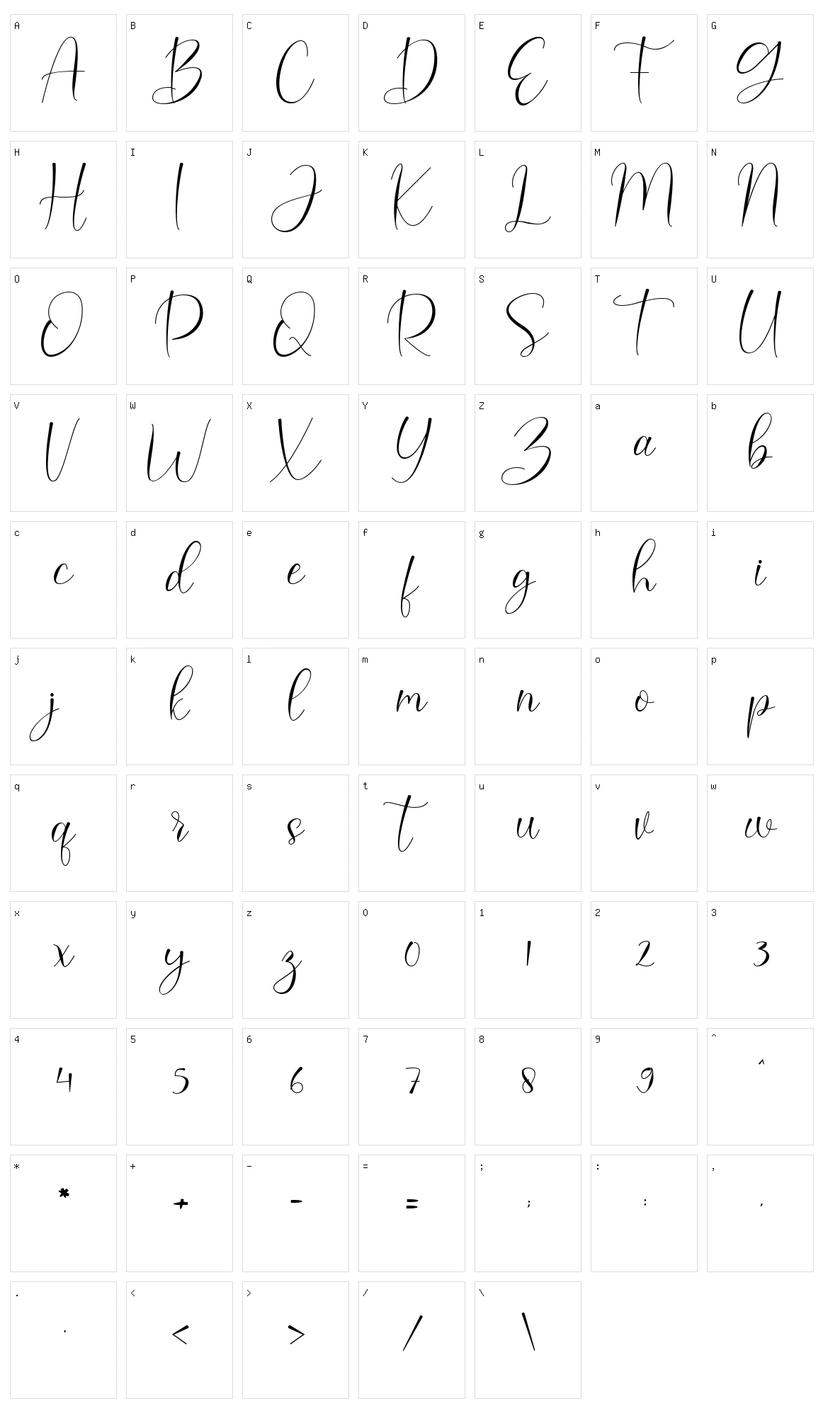 Aniba Character Set