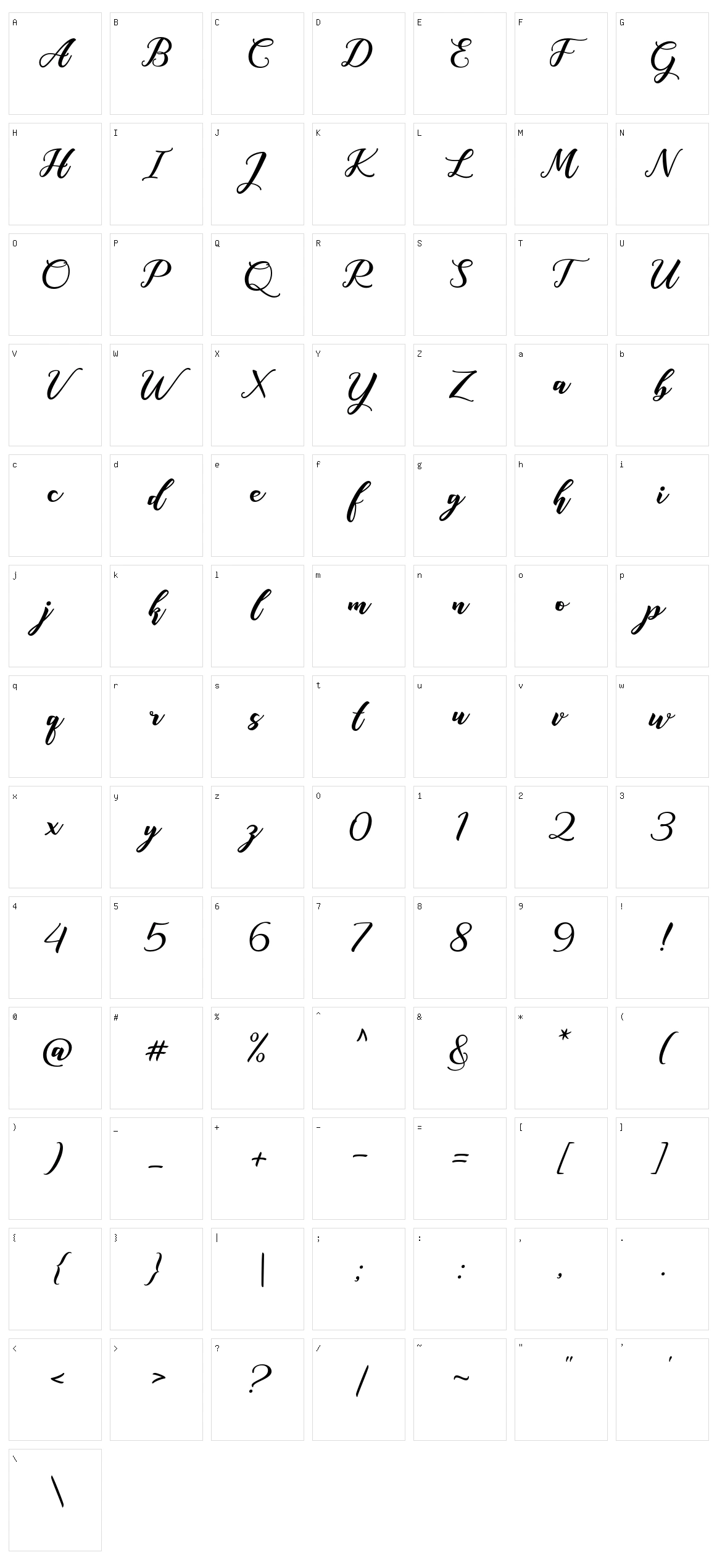 Anisha Character Set