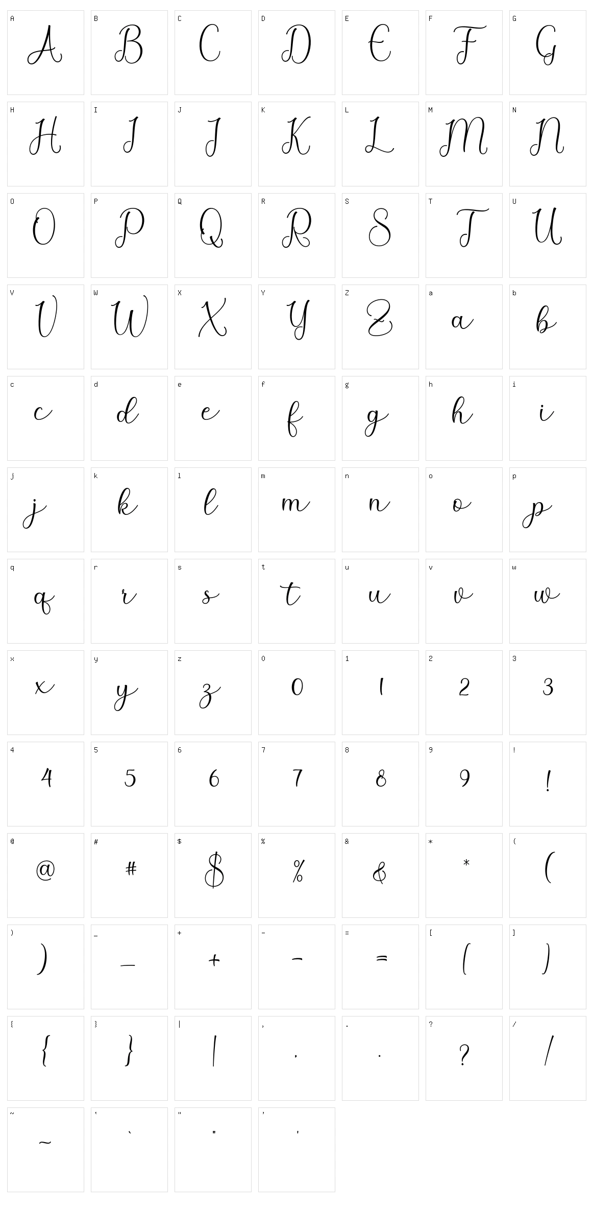 Anisha Character Set