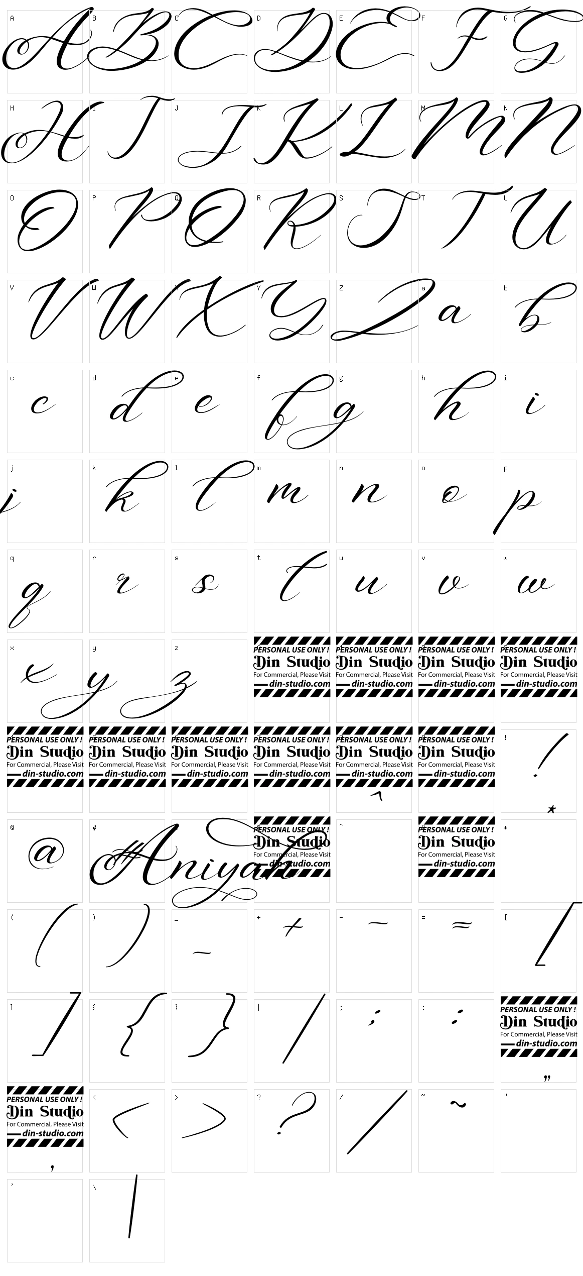 Aniyah Character Set