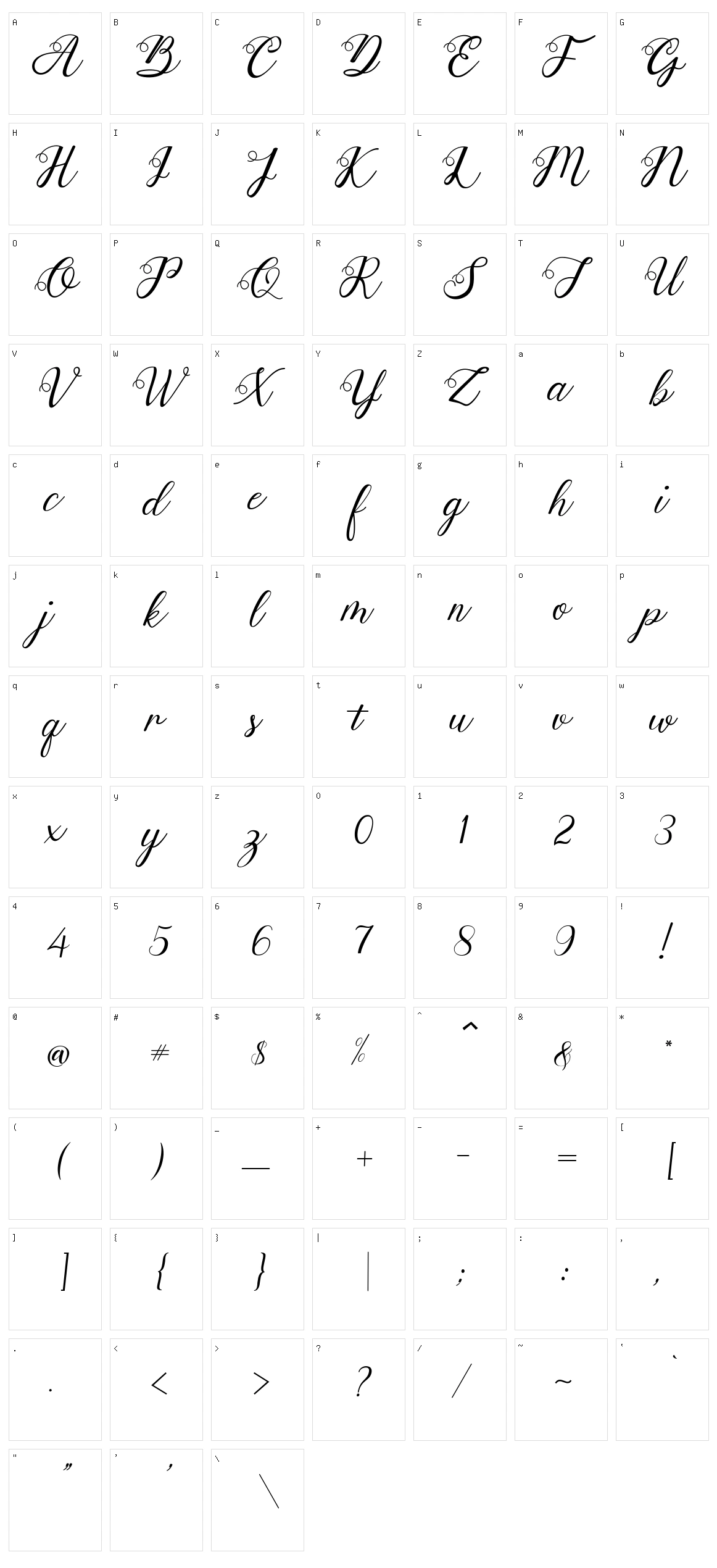 Anjelina Modern Calligraphy Character Set