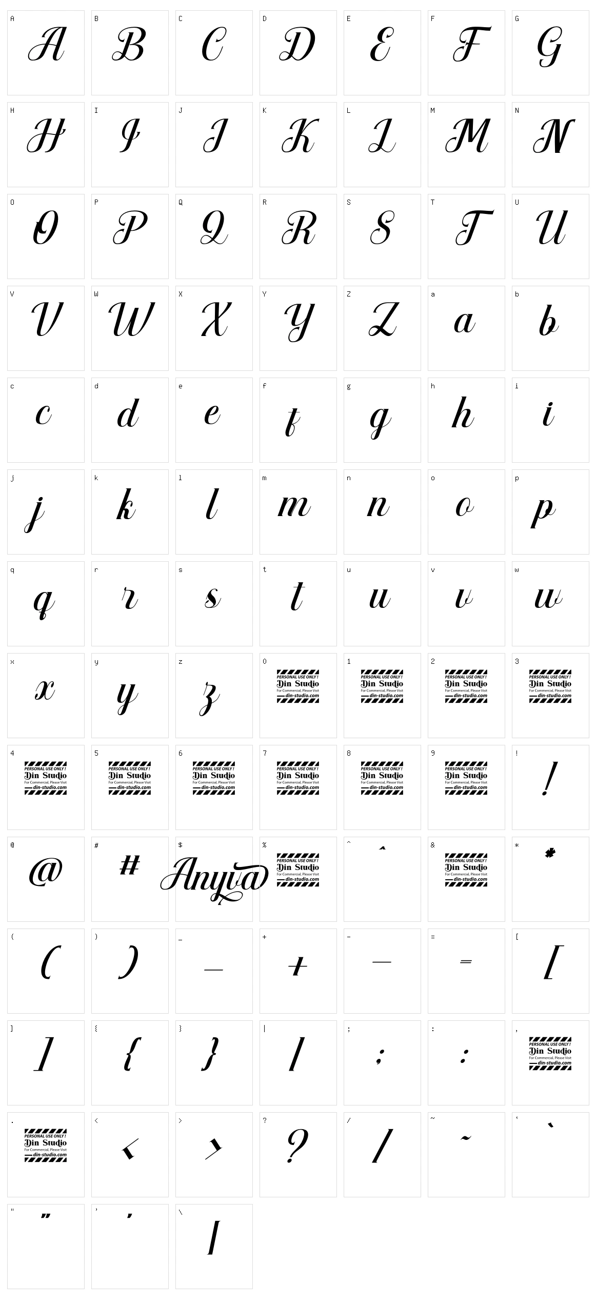 Anyva Character Set