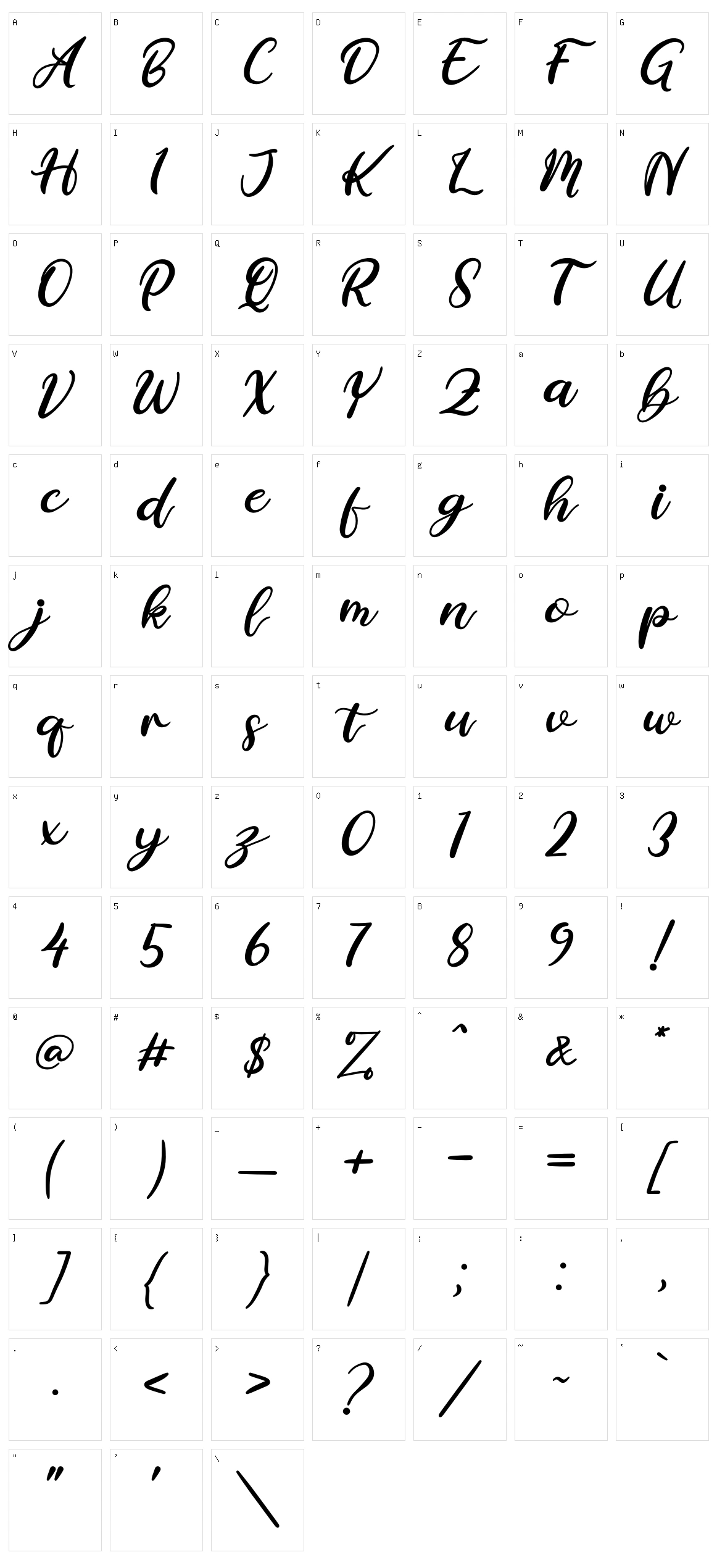 Aprilisa Character Set