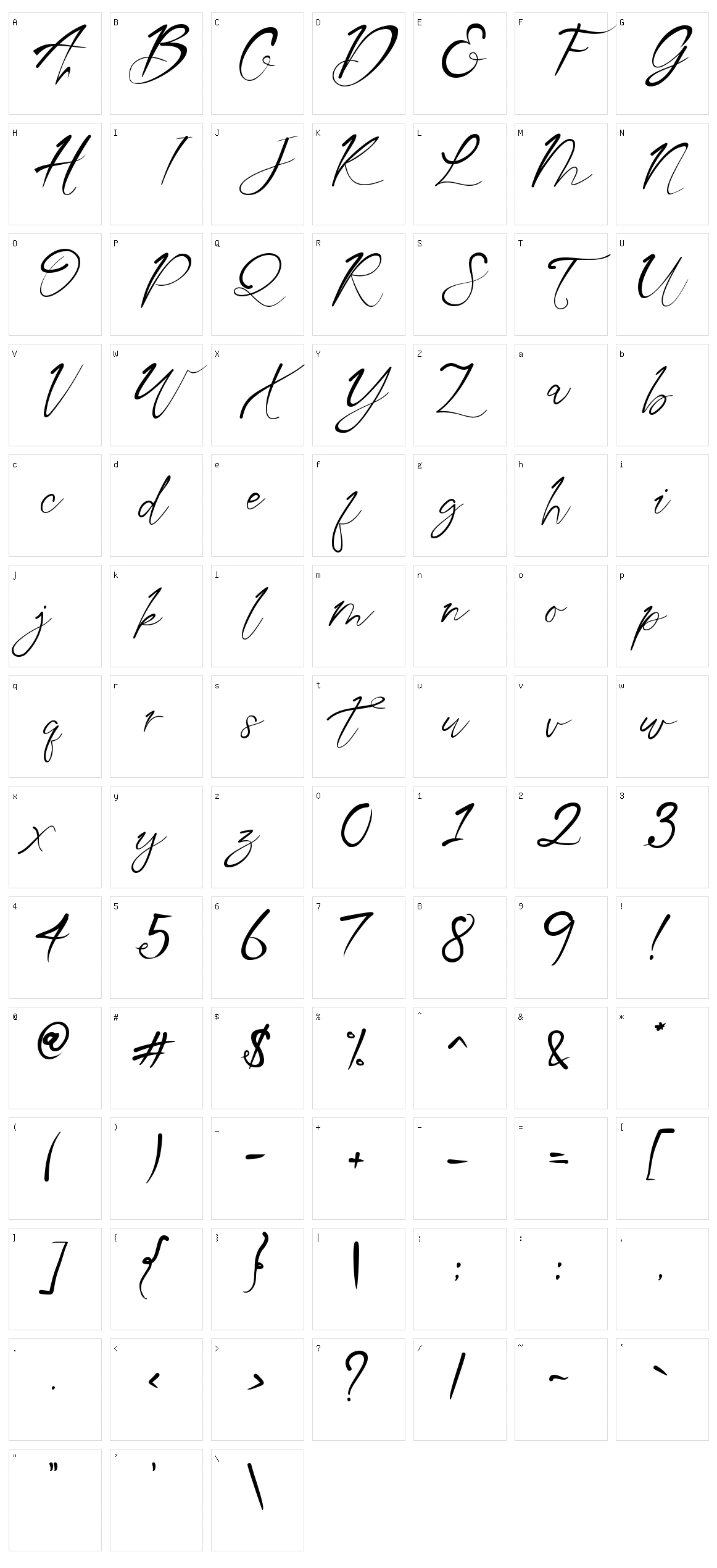 Aqua Script Character Set