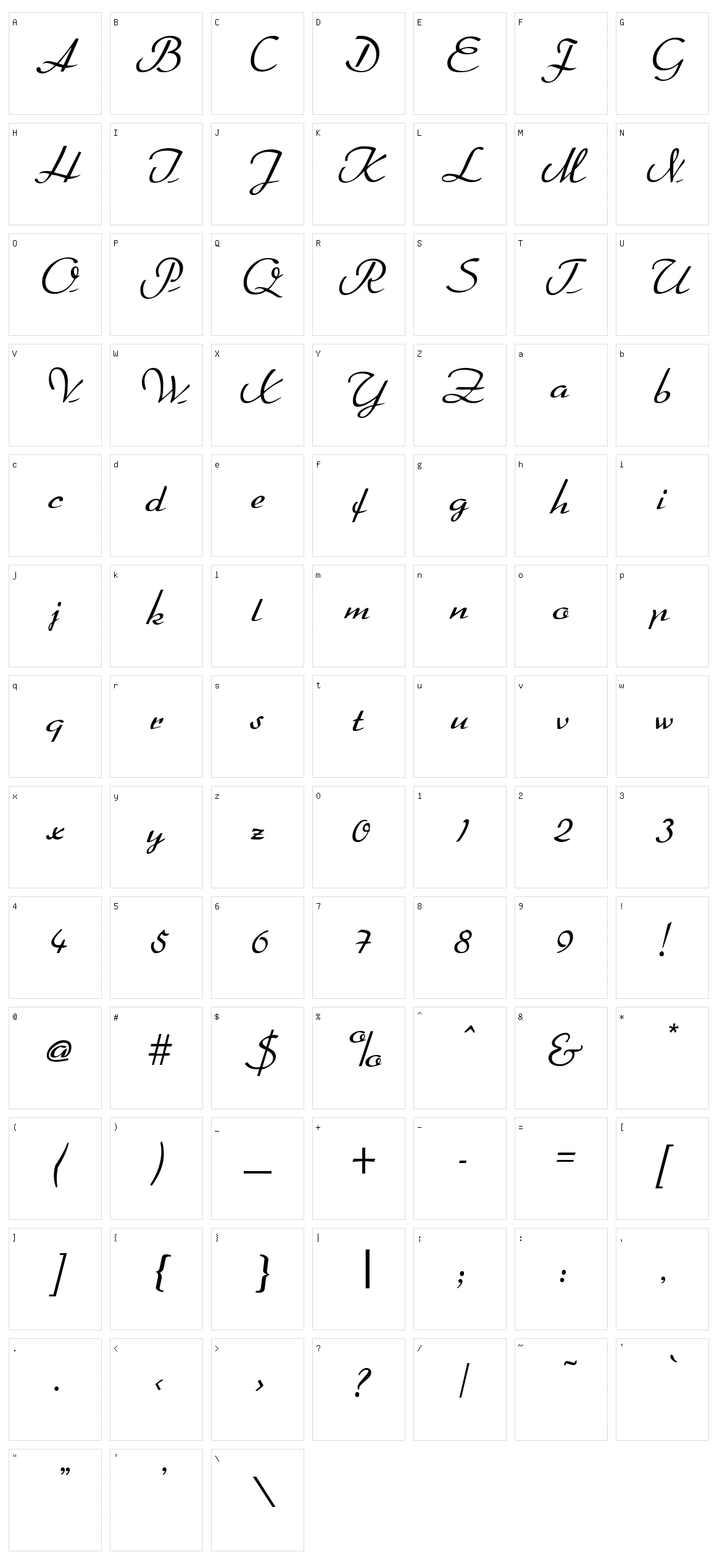 Arabella Character Set