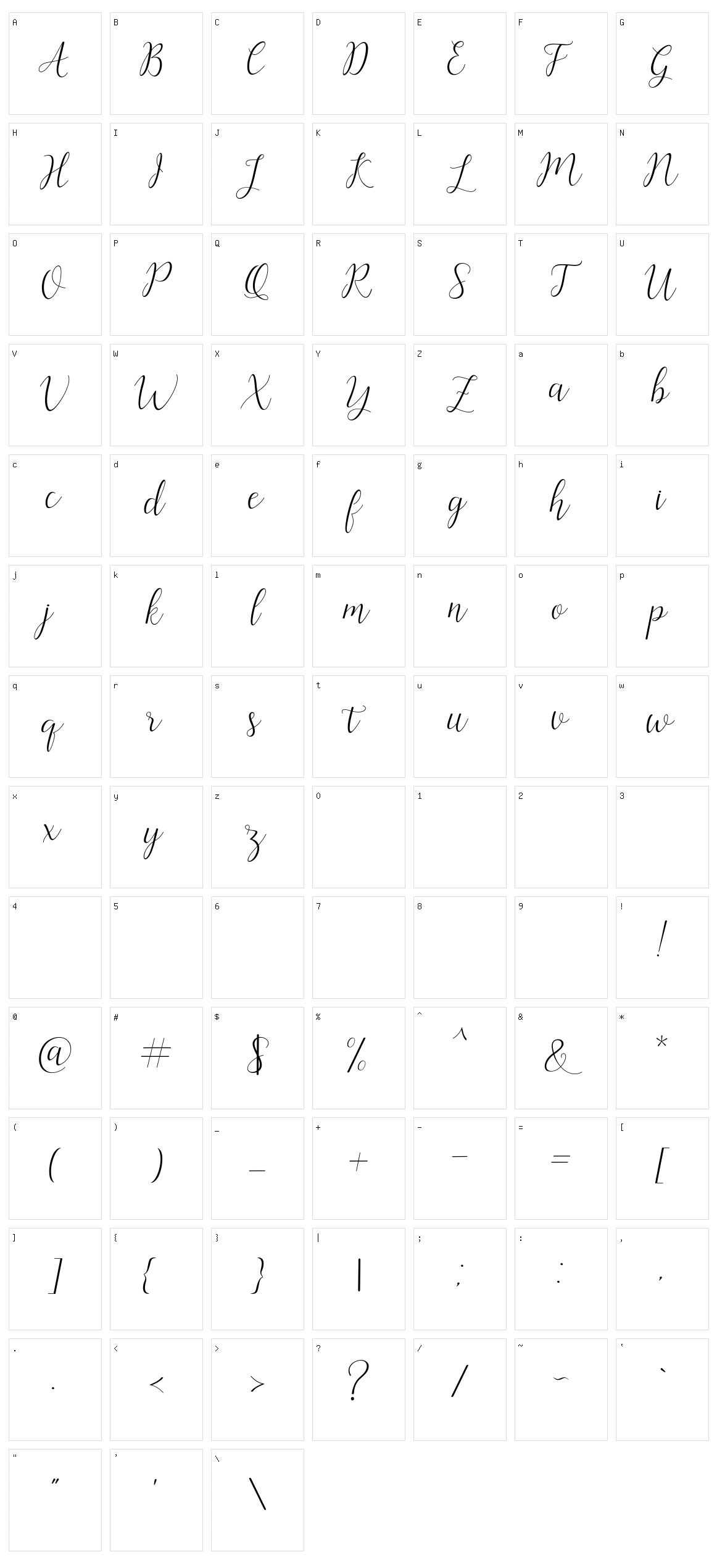 Artilla Script Character Set