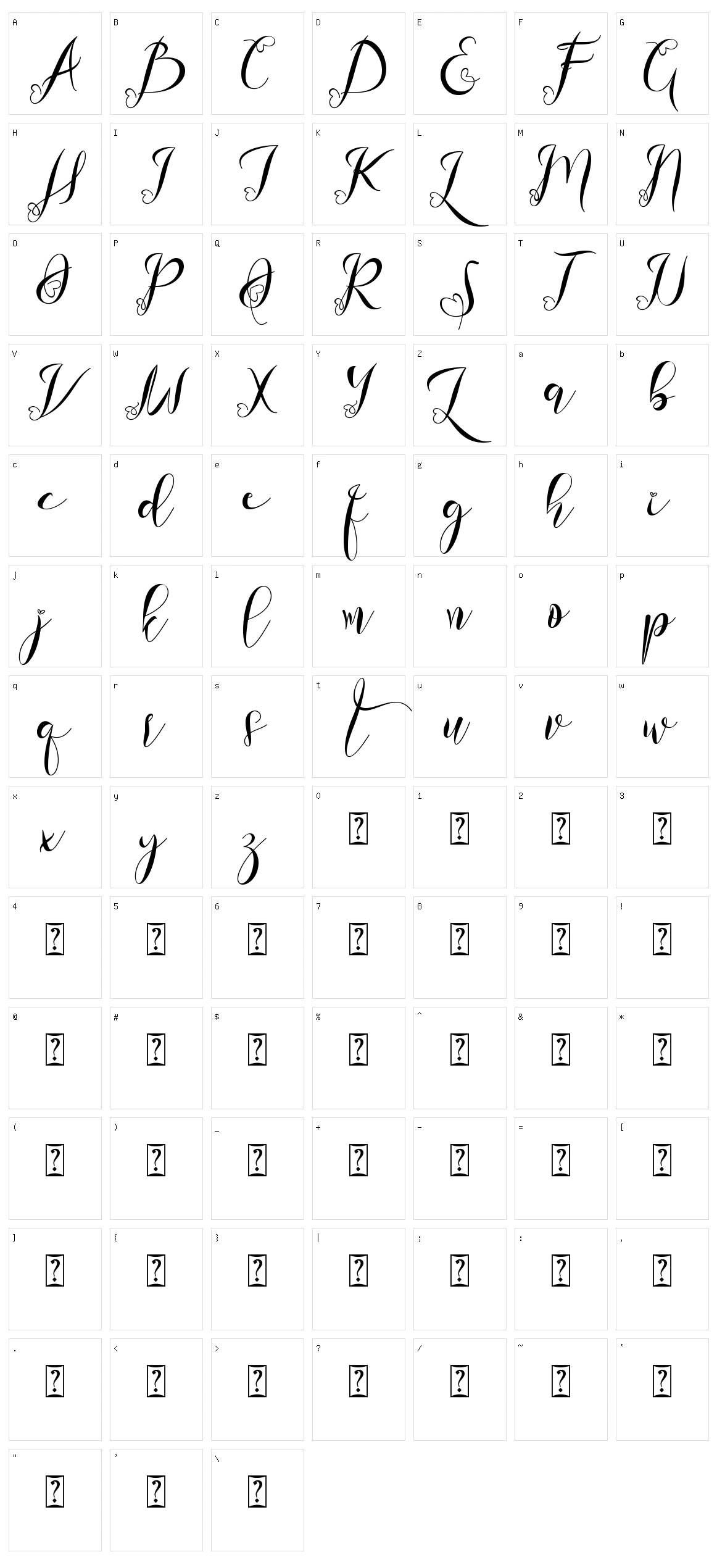 Astherlia Character Set
