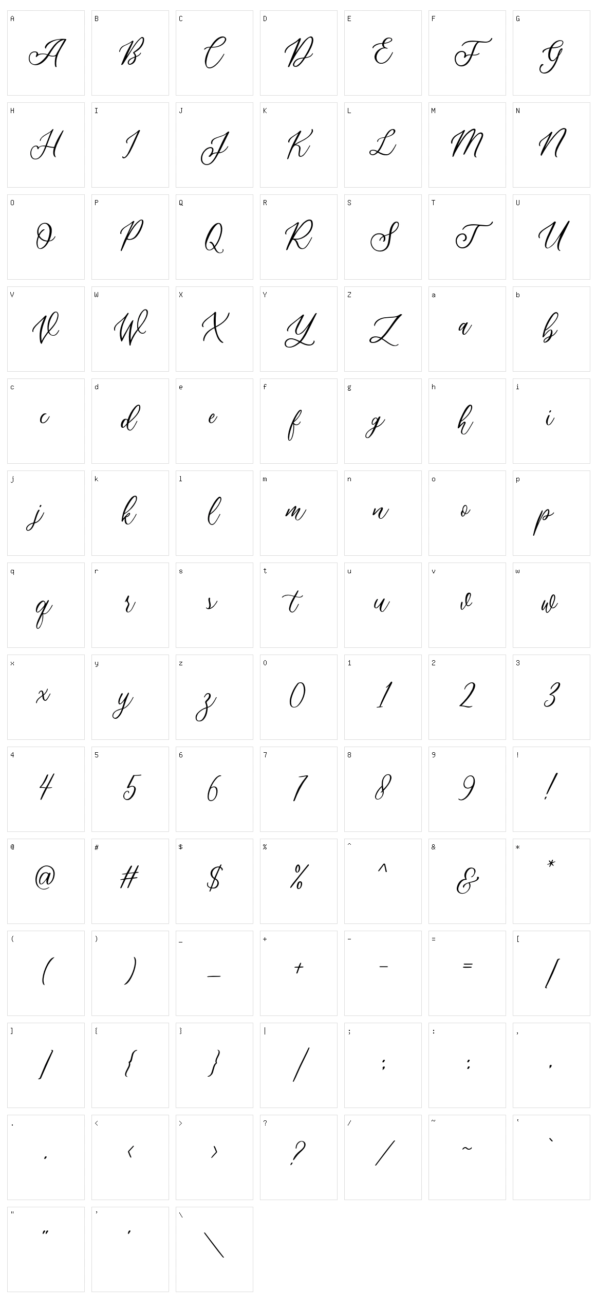 Athalia Script Character Set