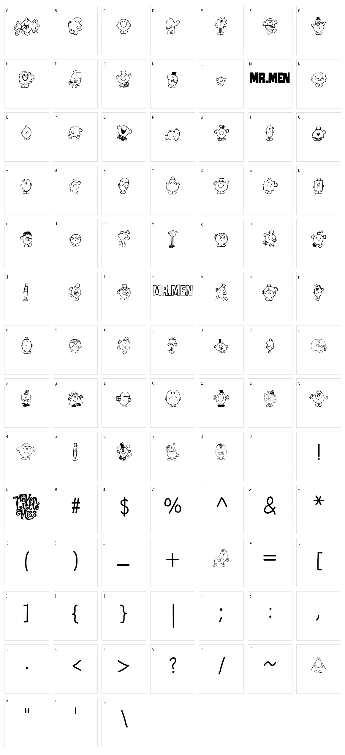 Mr Men Character Set