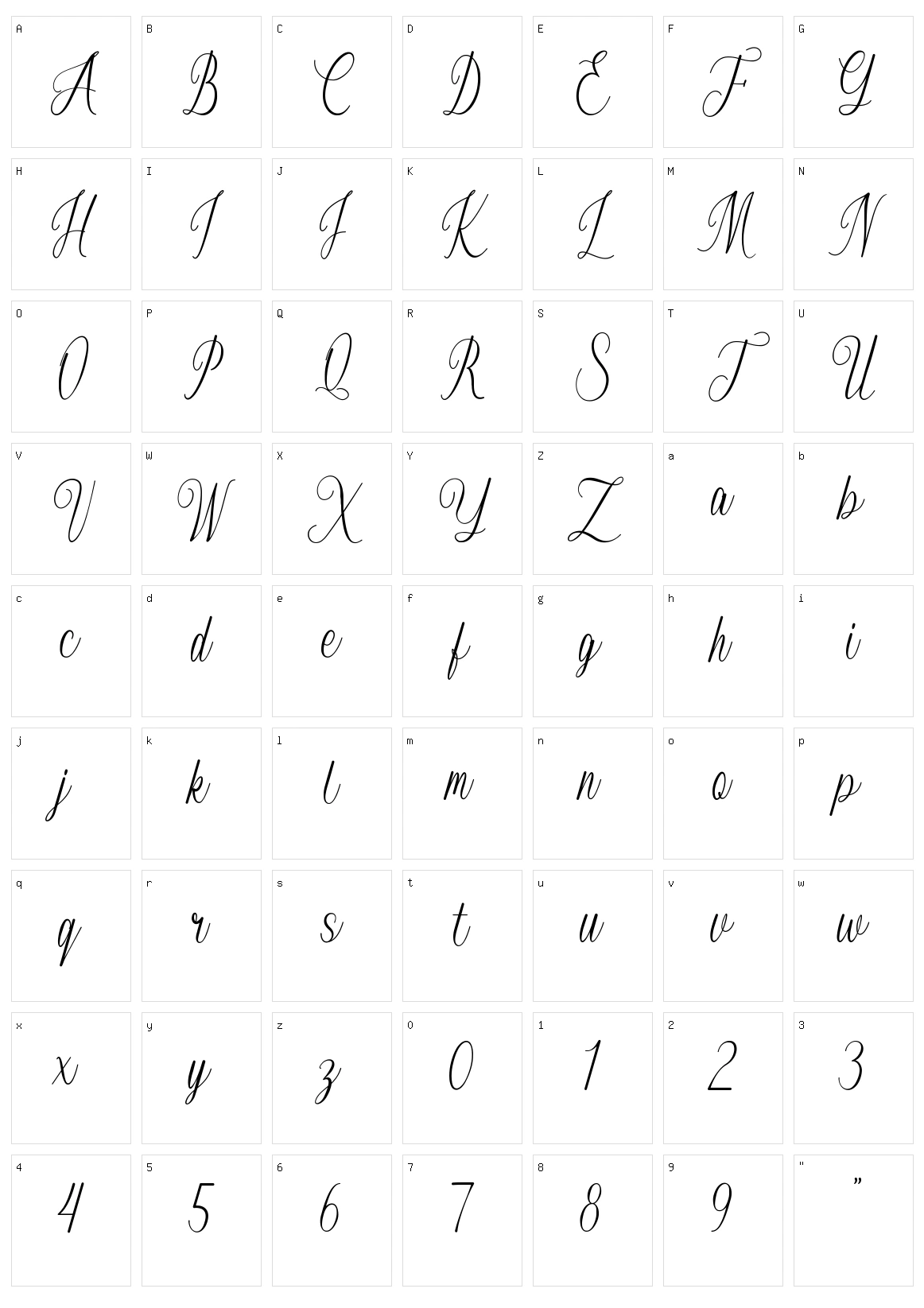 Auloriel Script Character Set