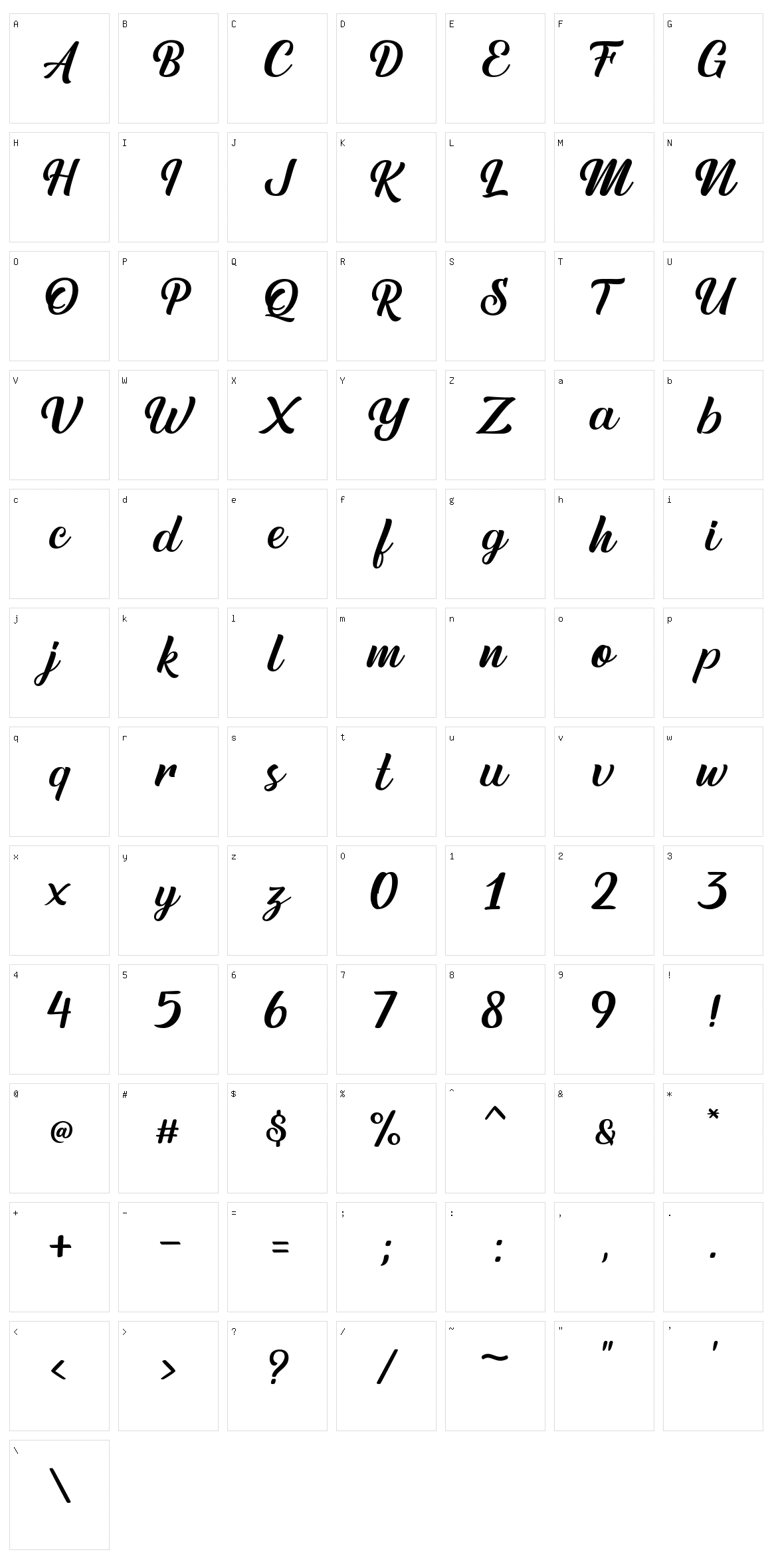 Austein Script Character Set