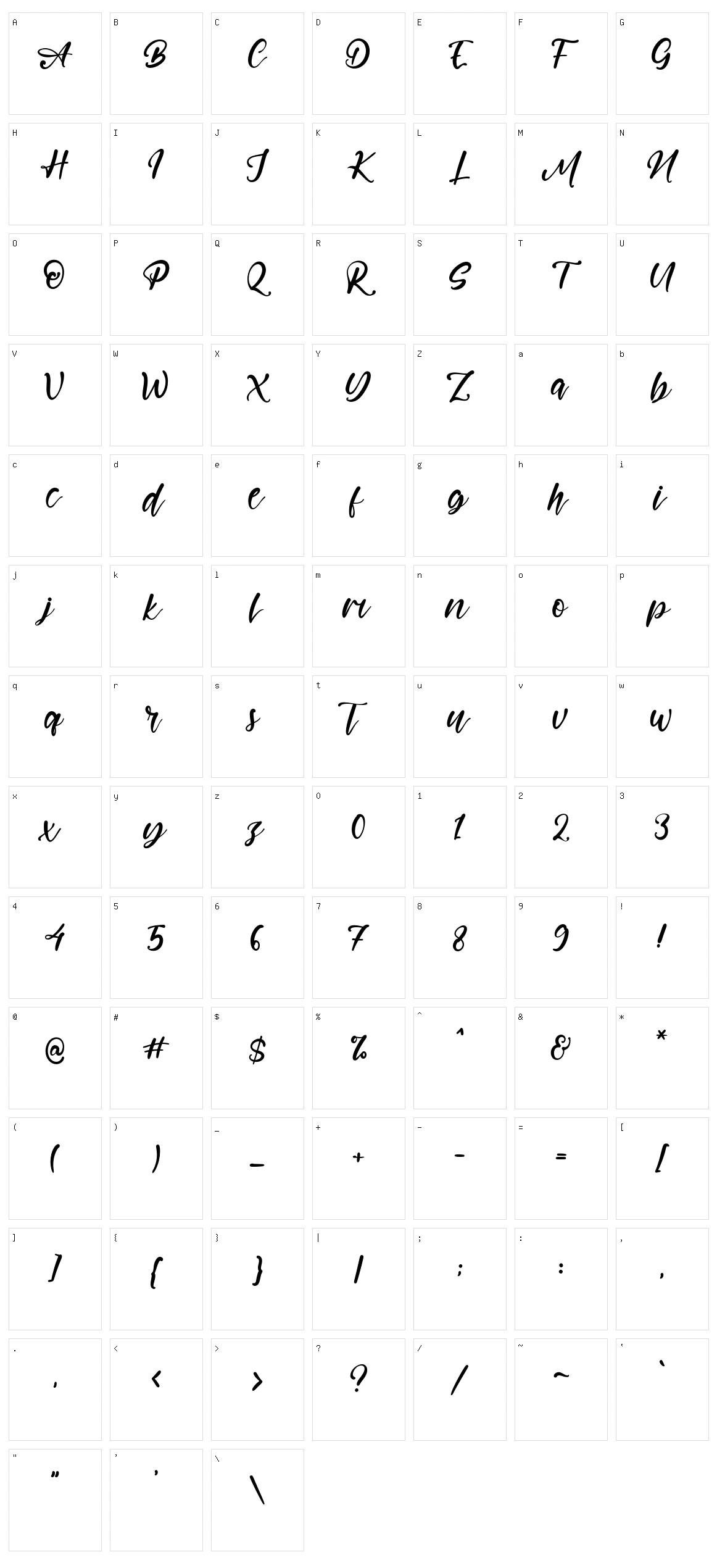 Austina Alma Character Set