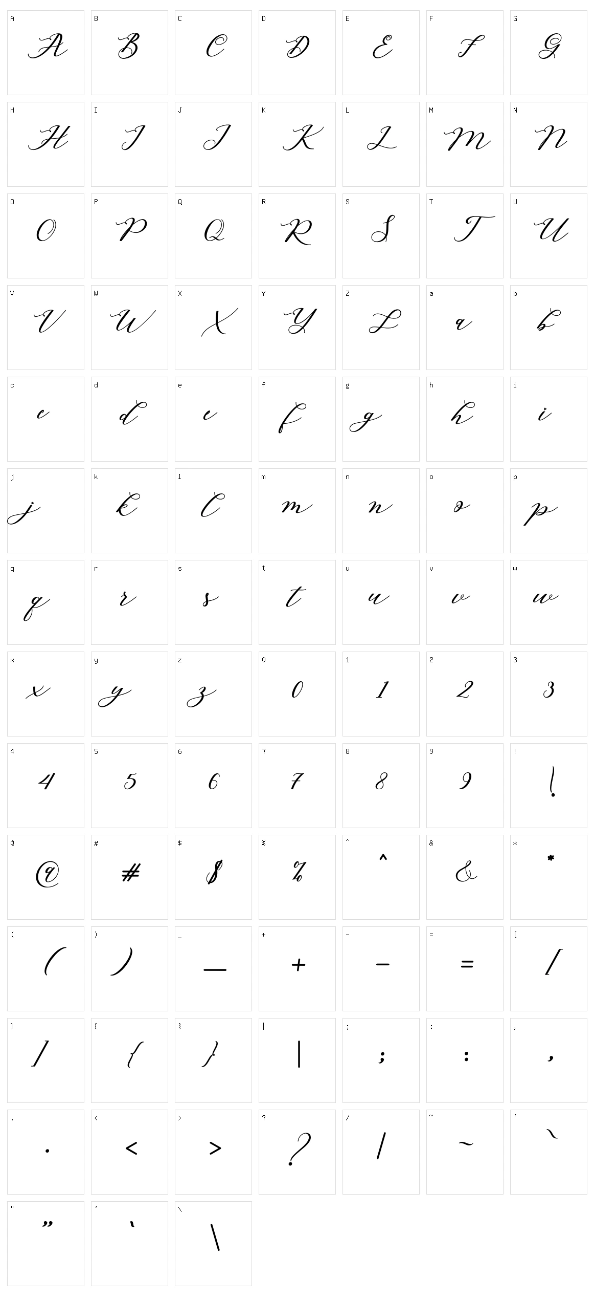 Autines Script Character Set