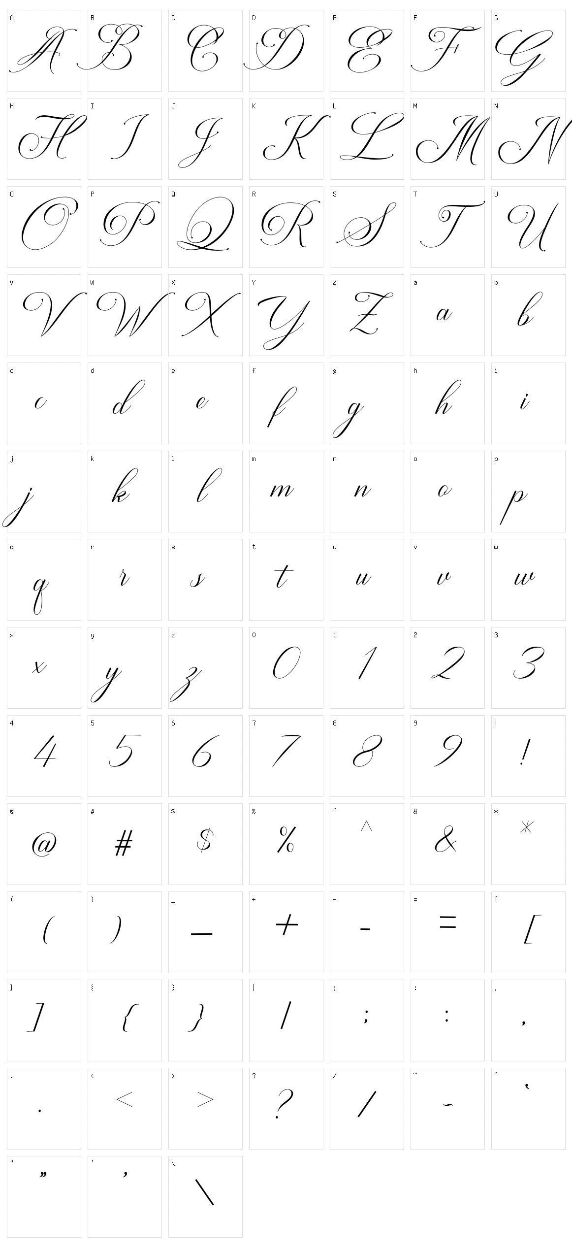 Avalon Chaligraphy Character Set