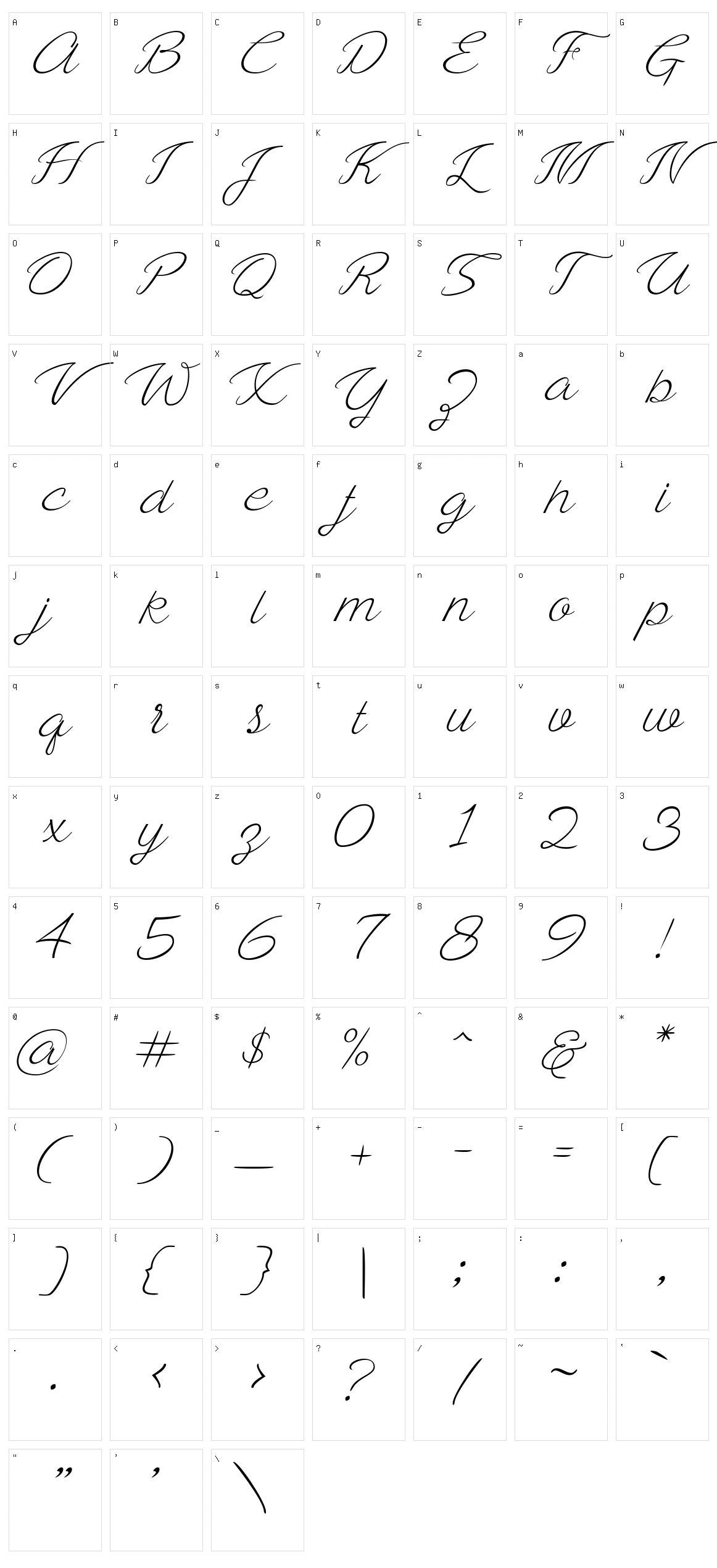 Ayla Script Character Set