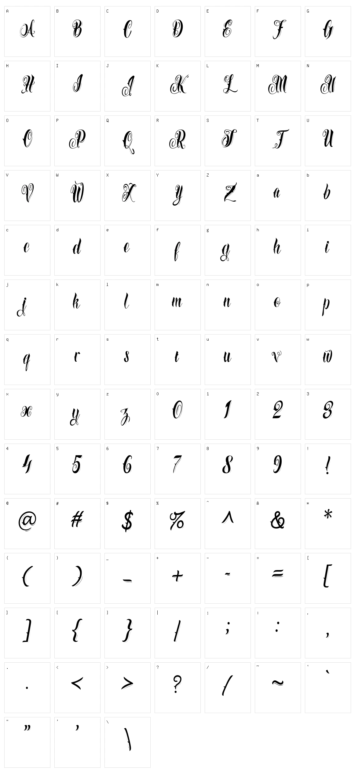 Azkanio Script Character Set