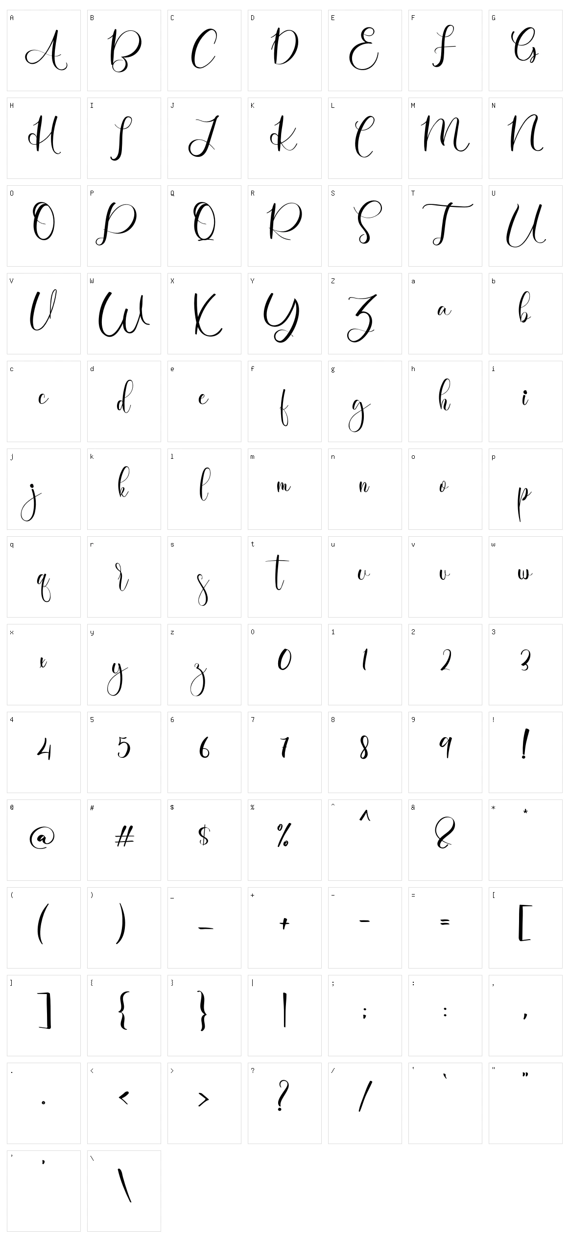 Baby Signature Character Set