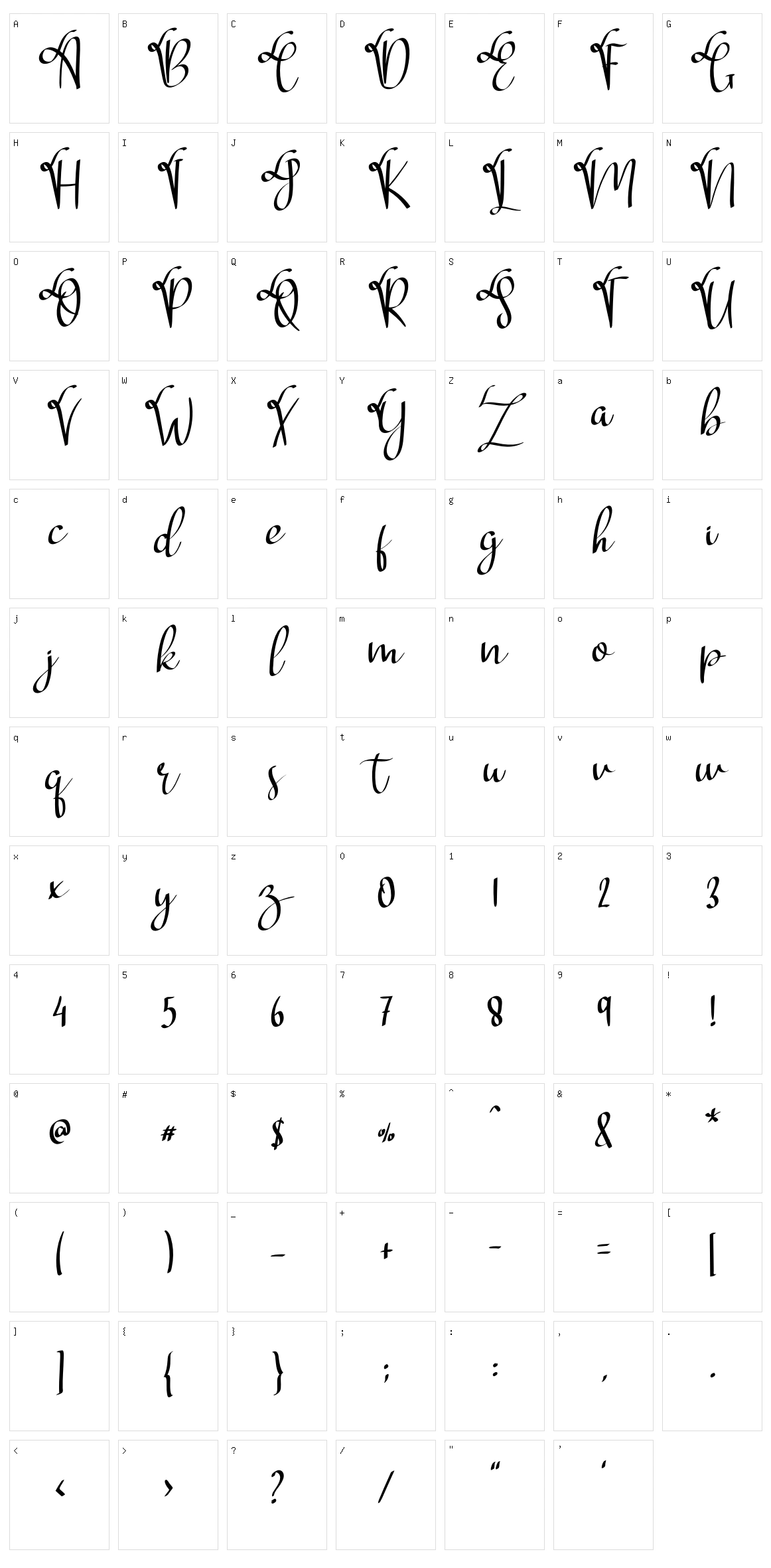 Bahagia Jarah Character Set
