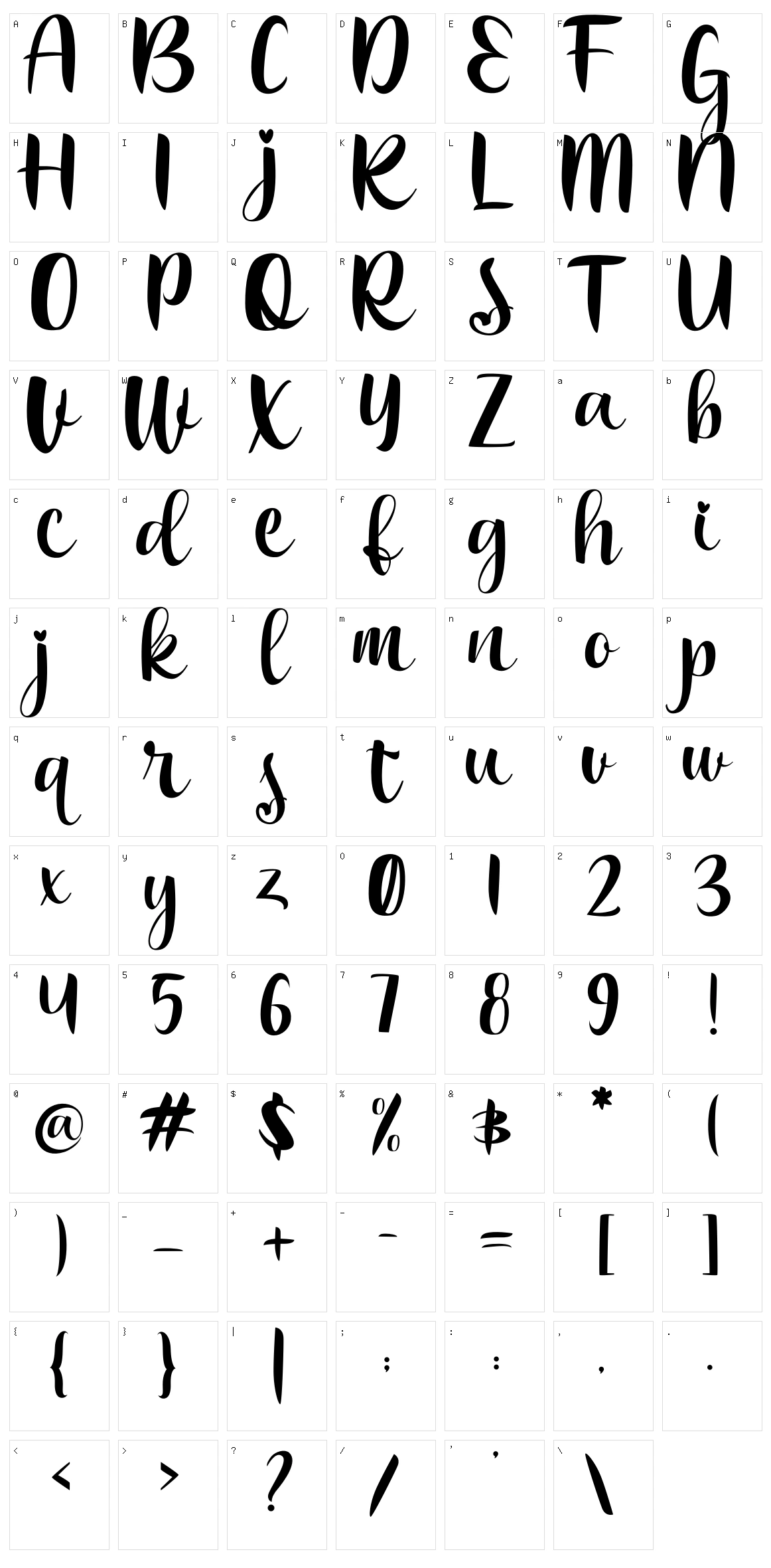 Bakira Character Set