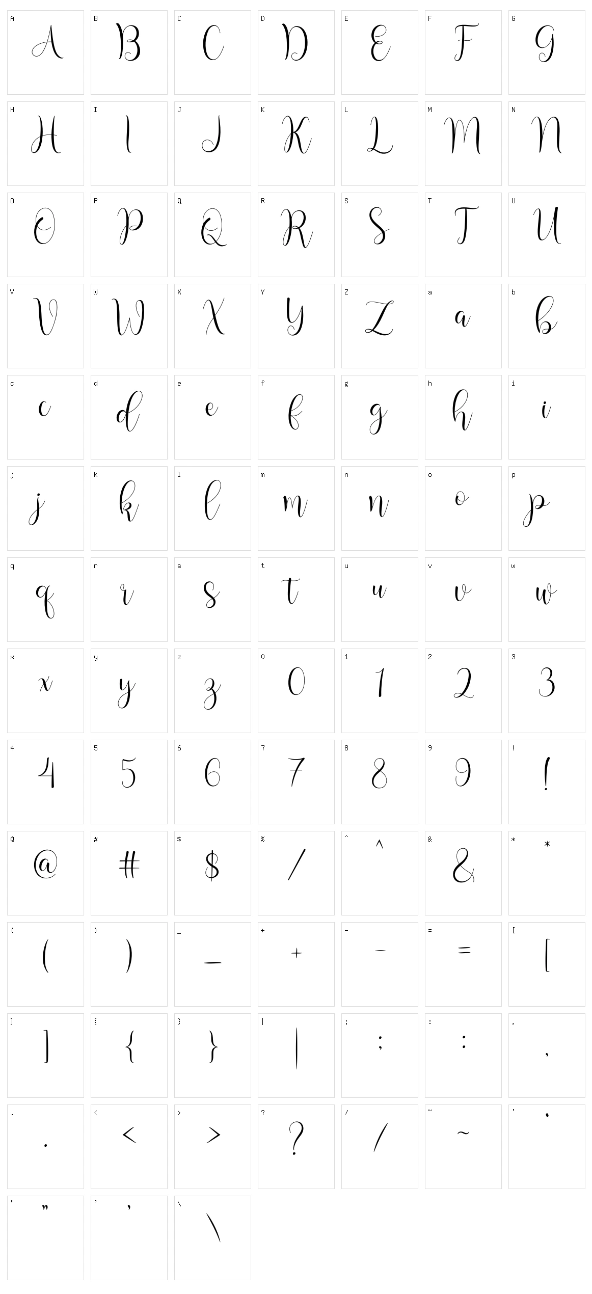 Bakquila Character Set