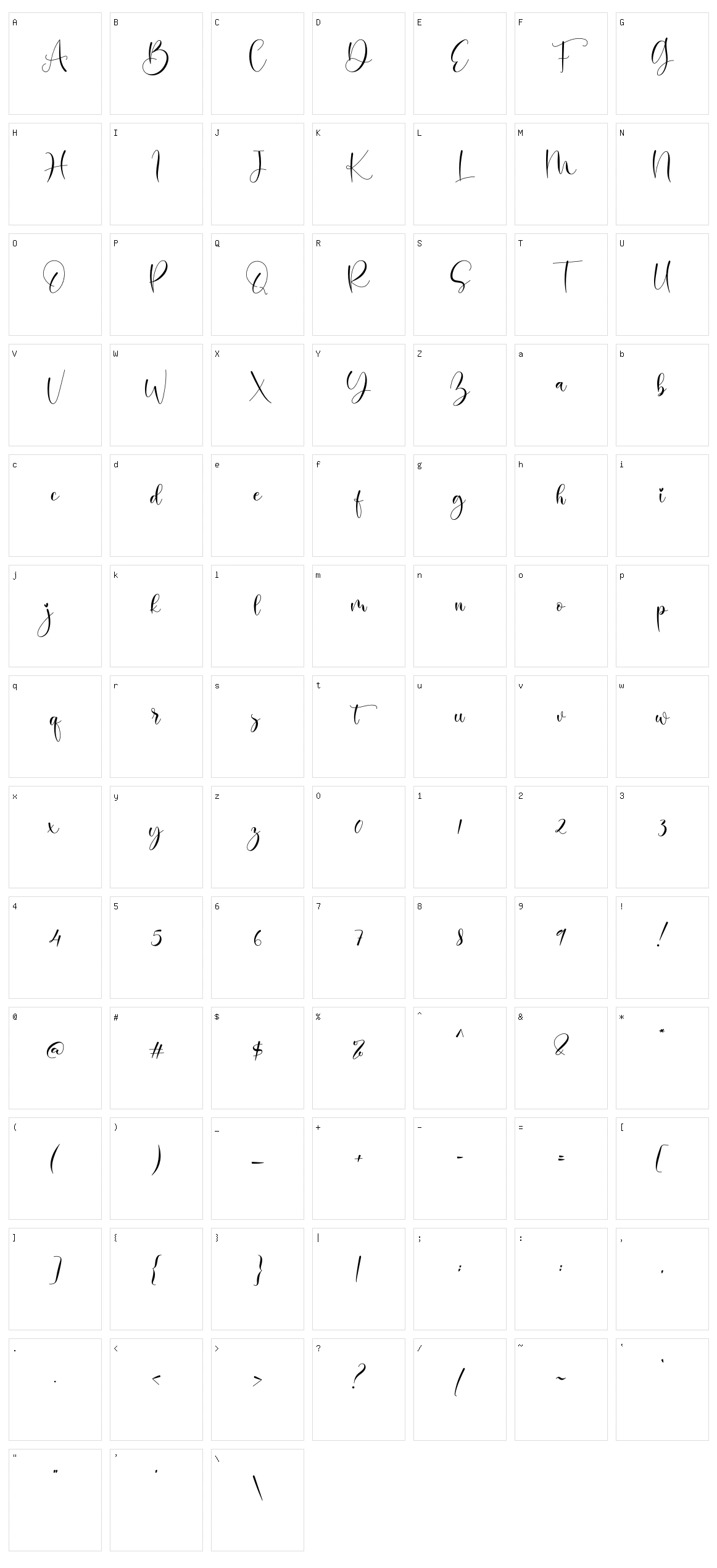 Balimora Character Set