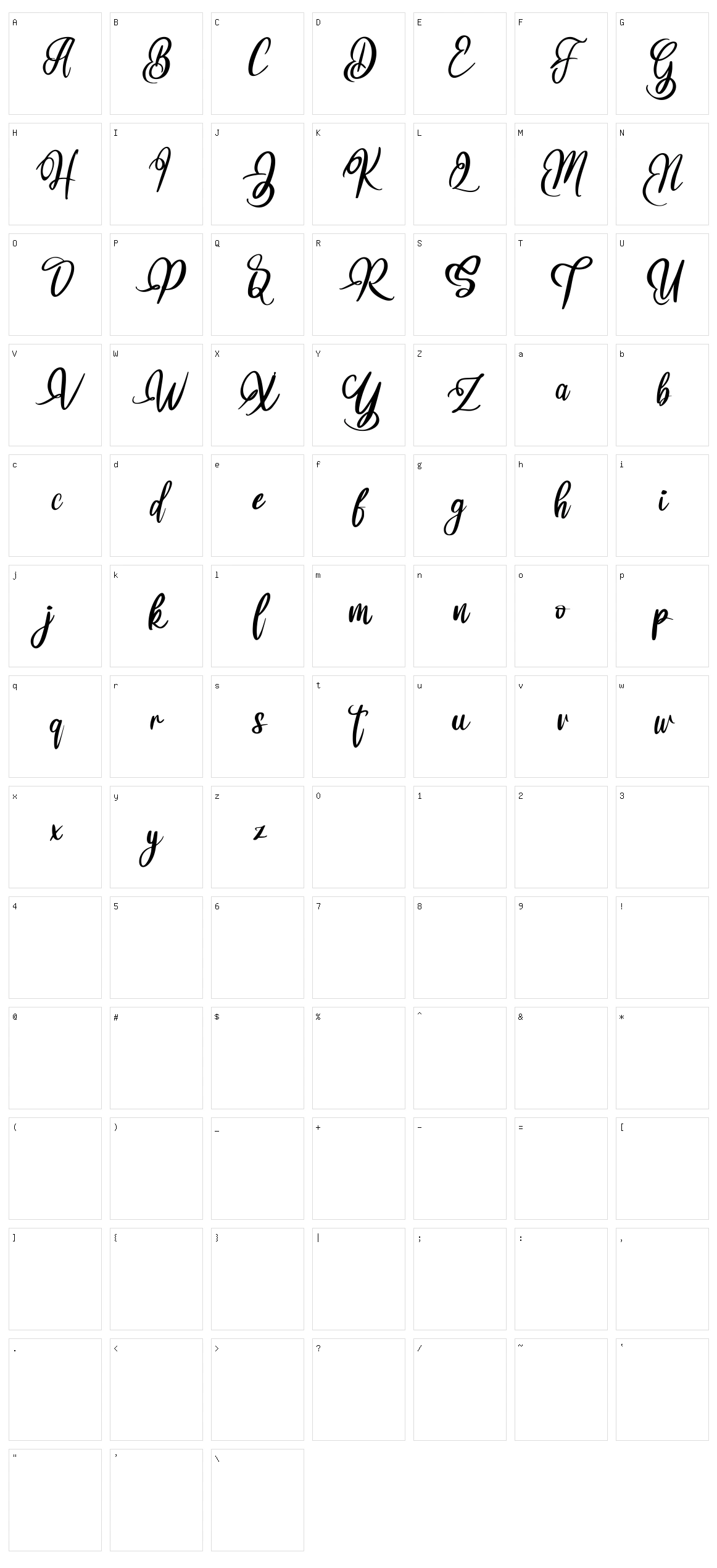 Balisa Character Set