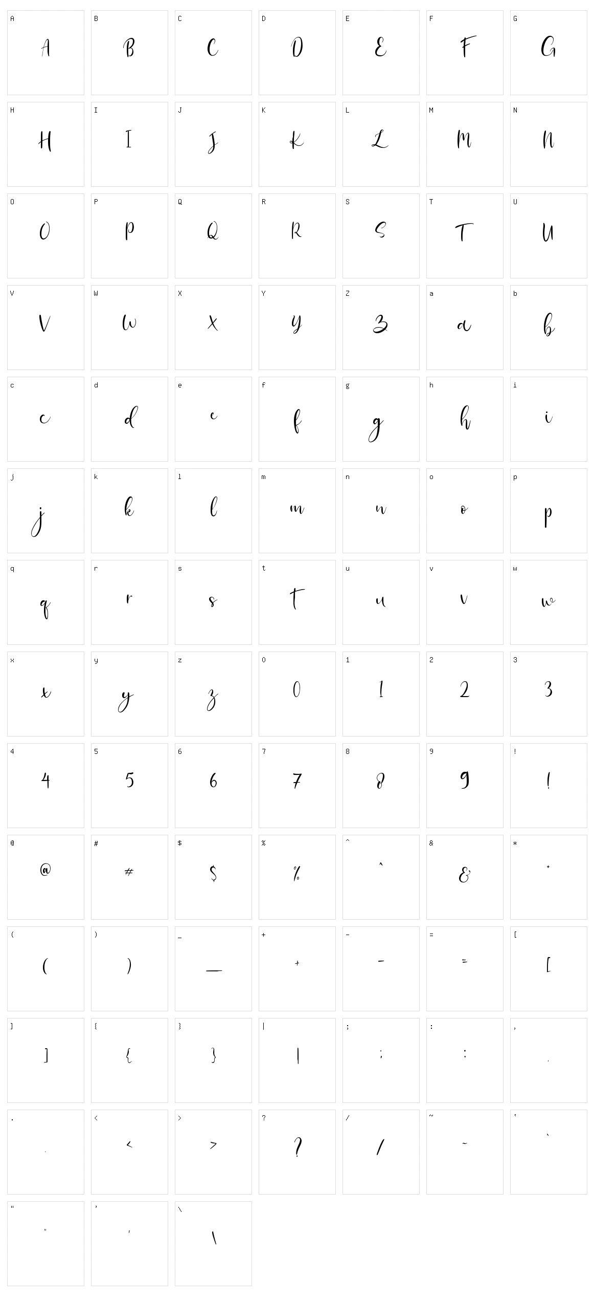 Banitta Script Character Set